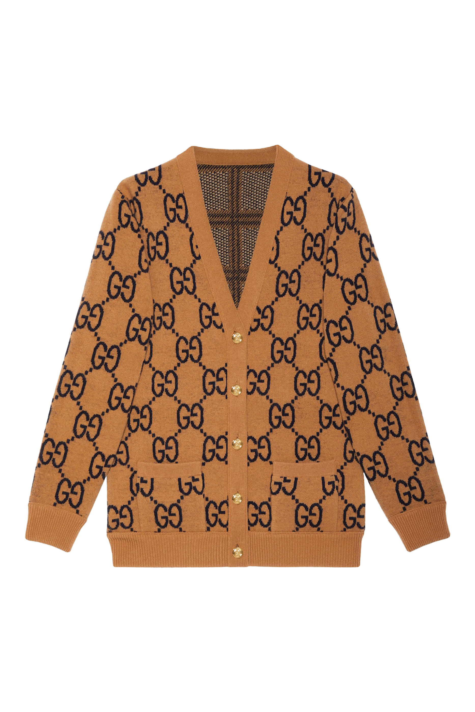 Reversible Checked Wool Cardigan