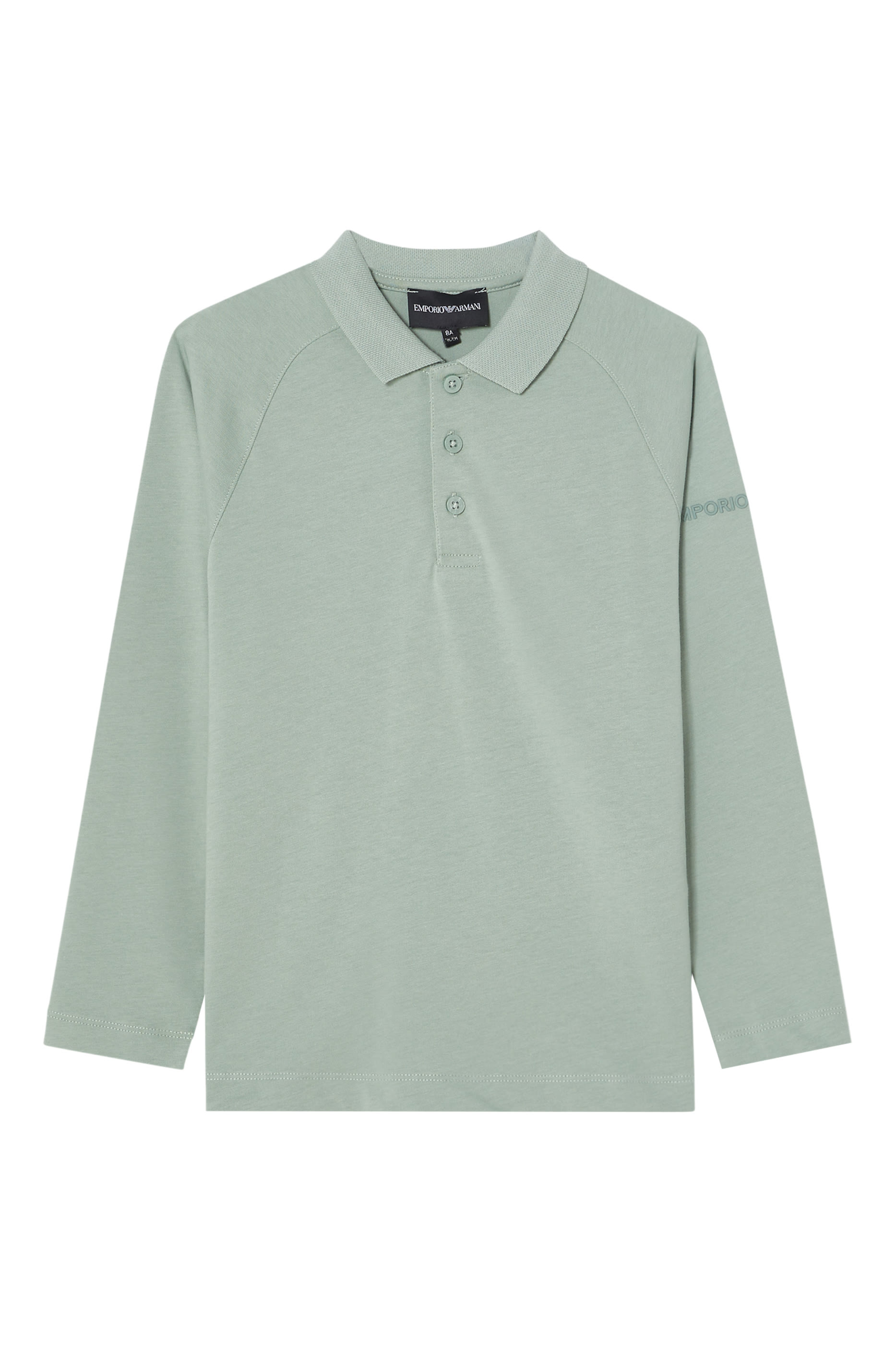 Kids Text Logo Long-Sleeve Polo Shirt 