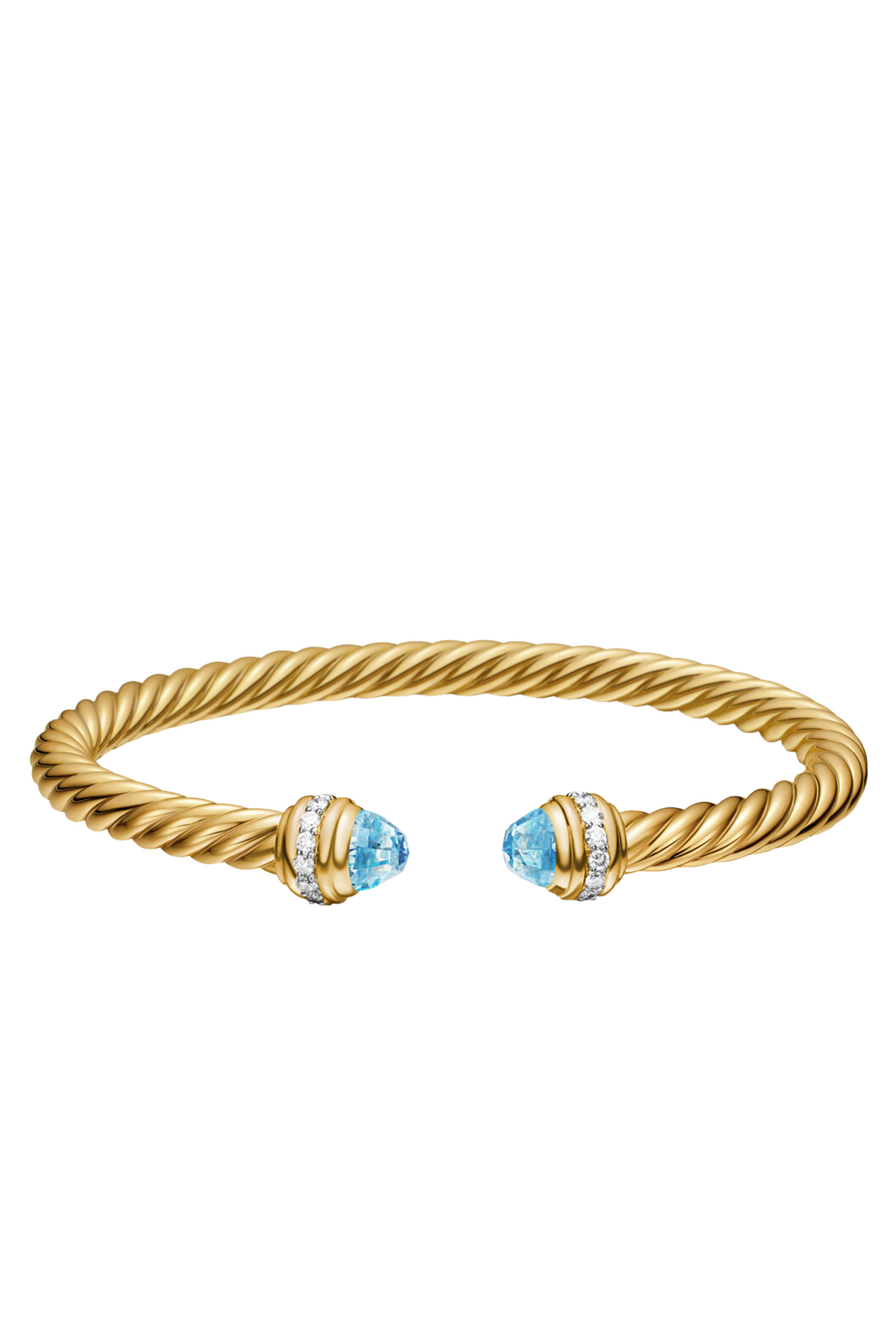 Classic Cablespira® Bracelet,  18K Yellow Gold with Blue Topaz & Diamonds