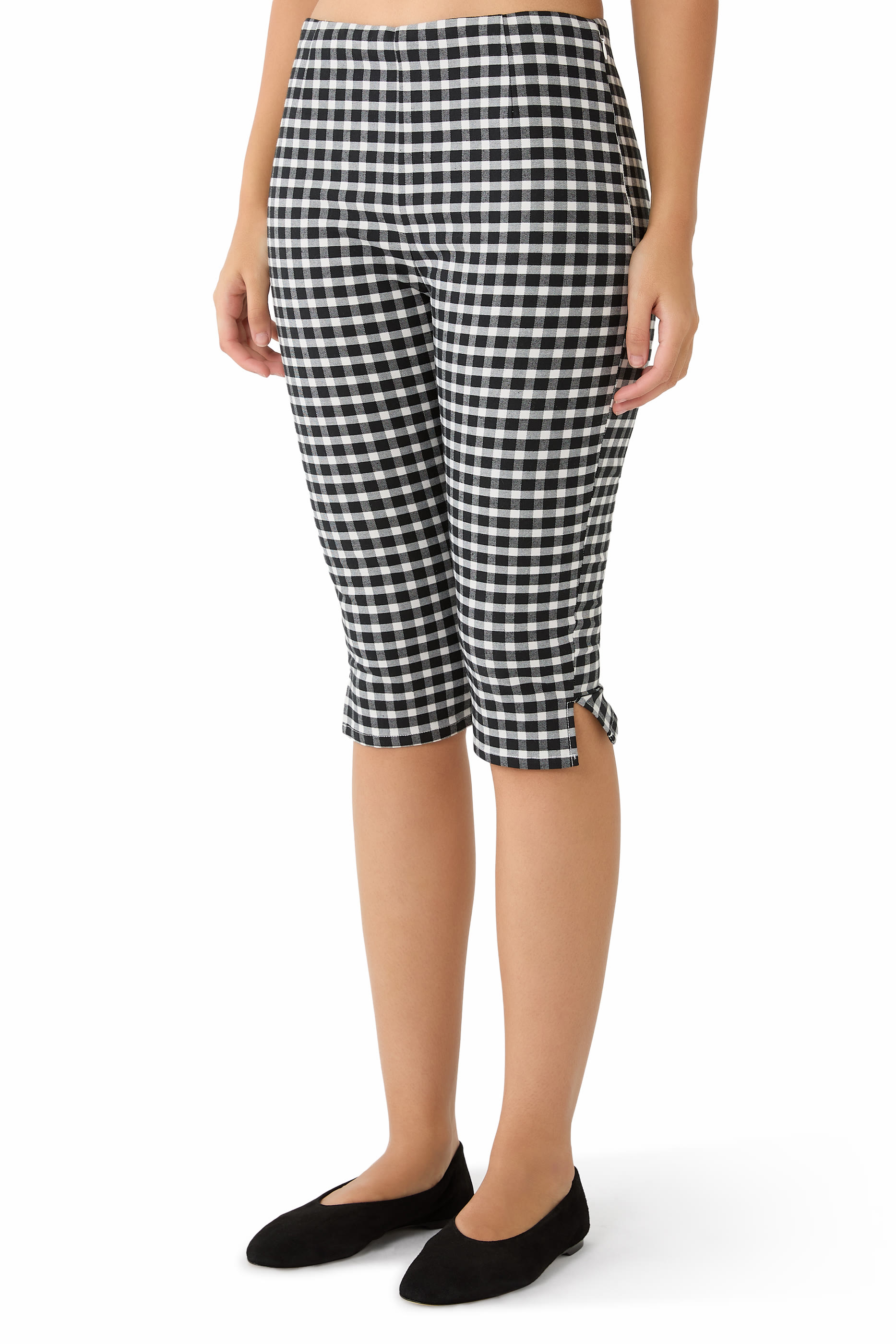 Chiara Cropped Checked Capri Pants