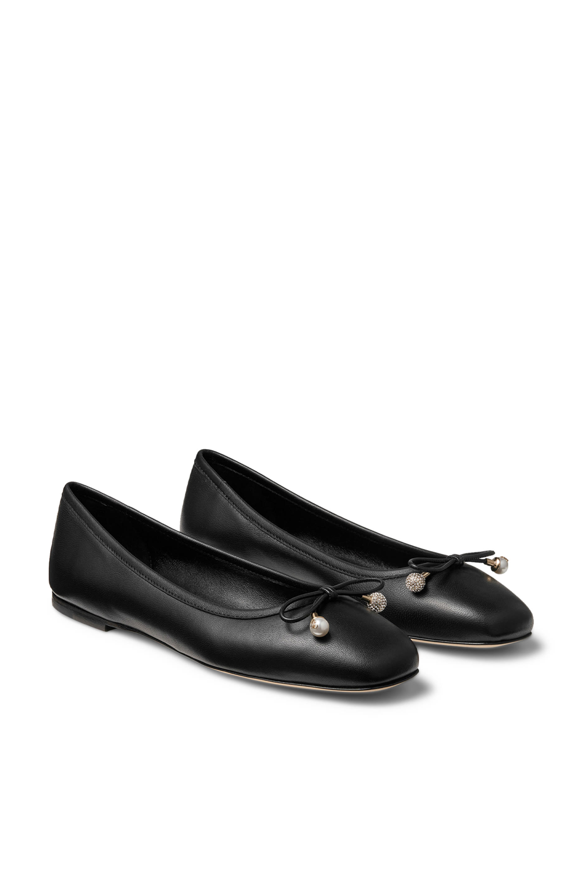 Elme Nappa Leather Flats with Pearl Embellishment