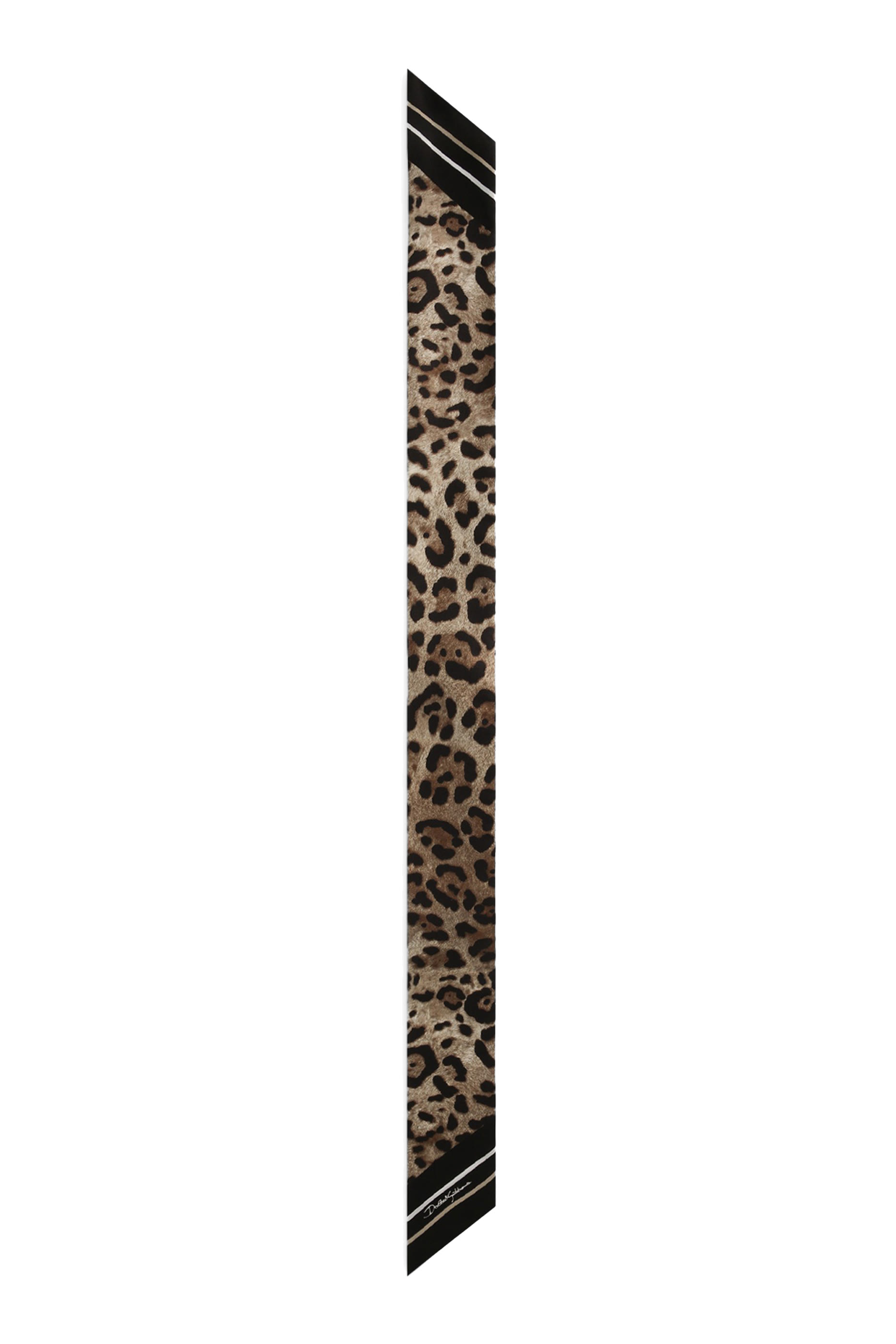 Leopard-Print Twill Headscarf
