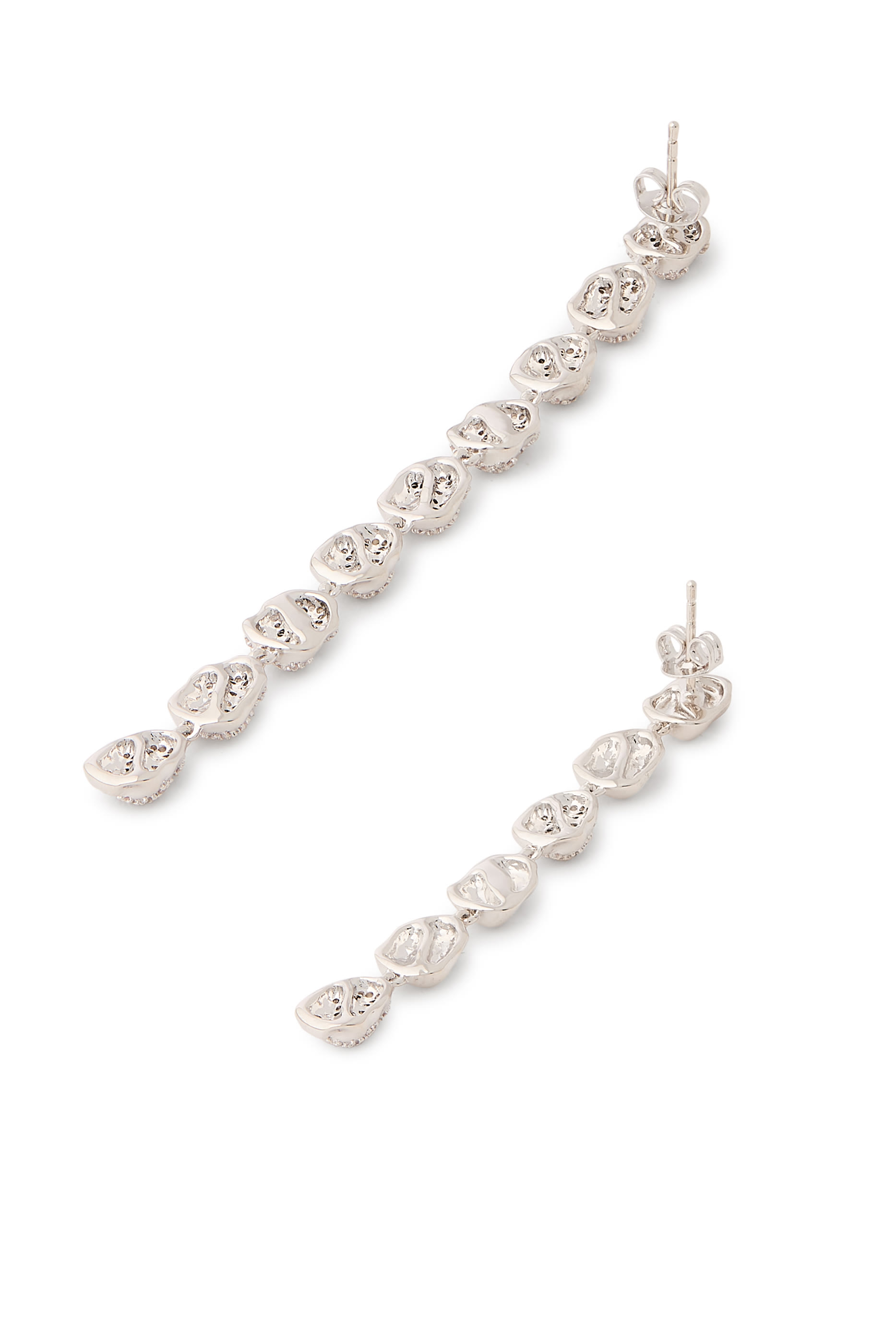 Eva Long Earrings, Sterling Silver & Crystals