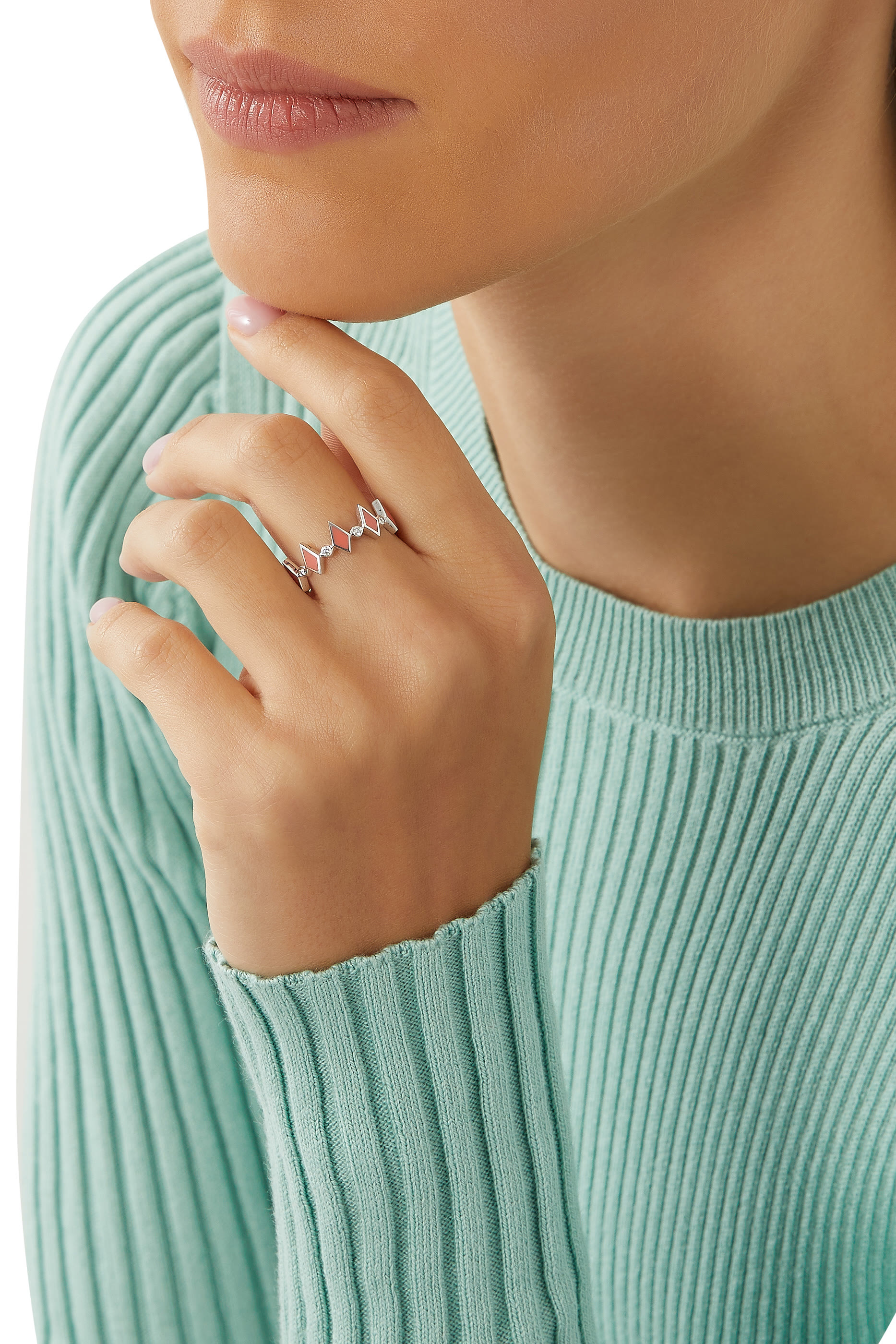 Mosaic 18K White Gold Ring