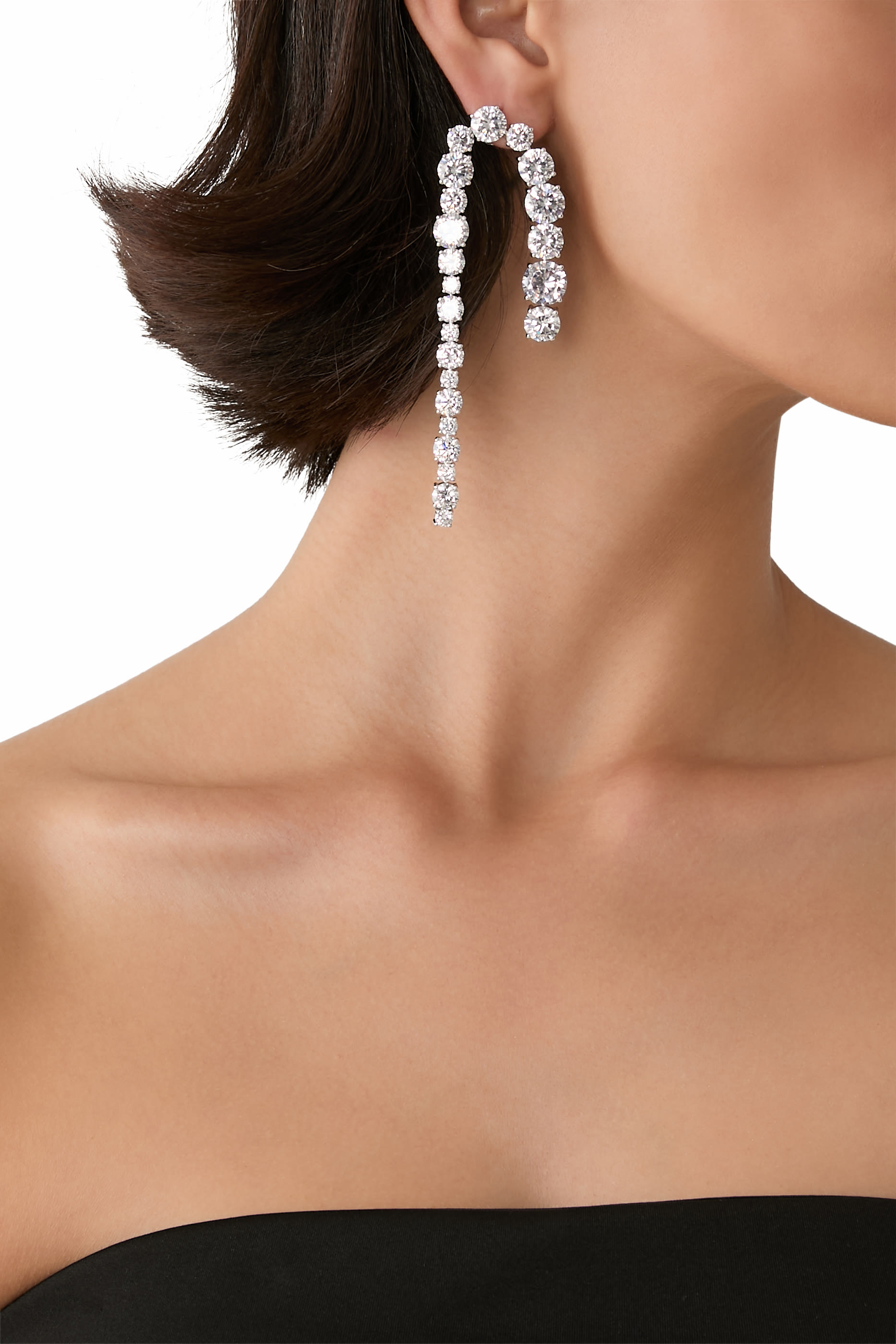 Sleuth Earrings,  Recycled Sterling Silver Plated in Rhodium & Cubic Zirconia