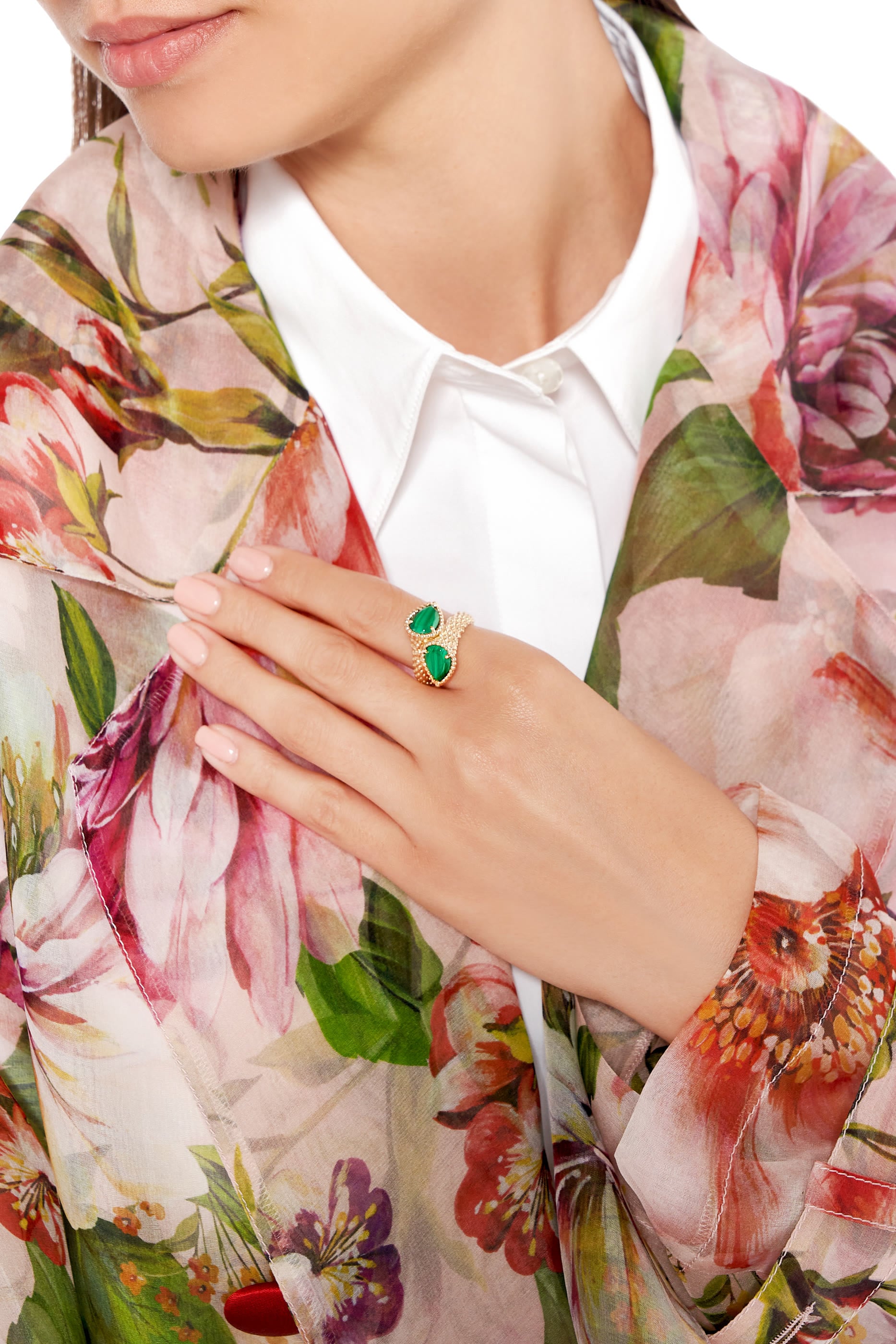 Serpent Boh&egrave;me Ring, 18k Yellow Gold & Malachite