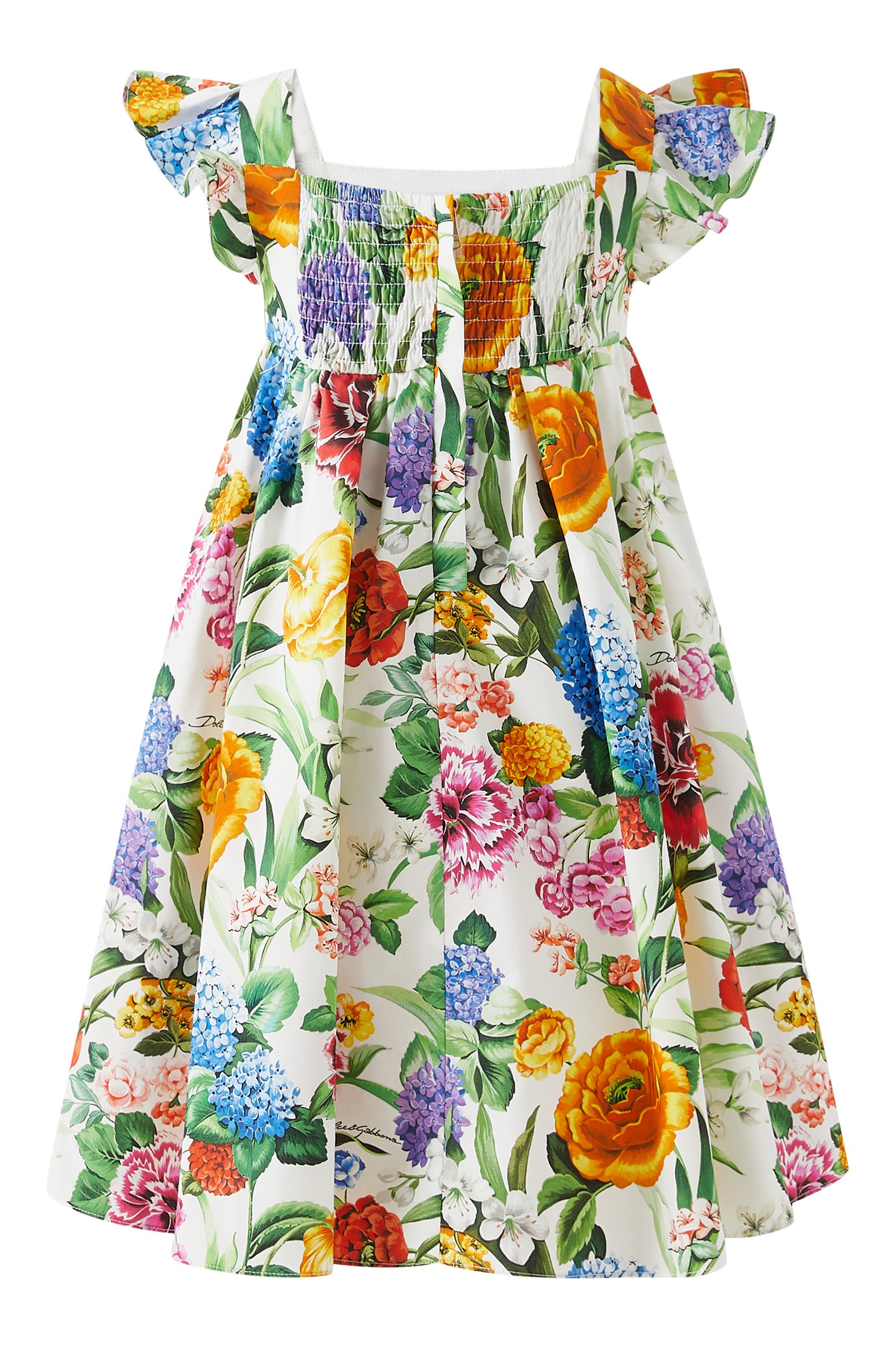 Kids Floral Print Poplin Dress