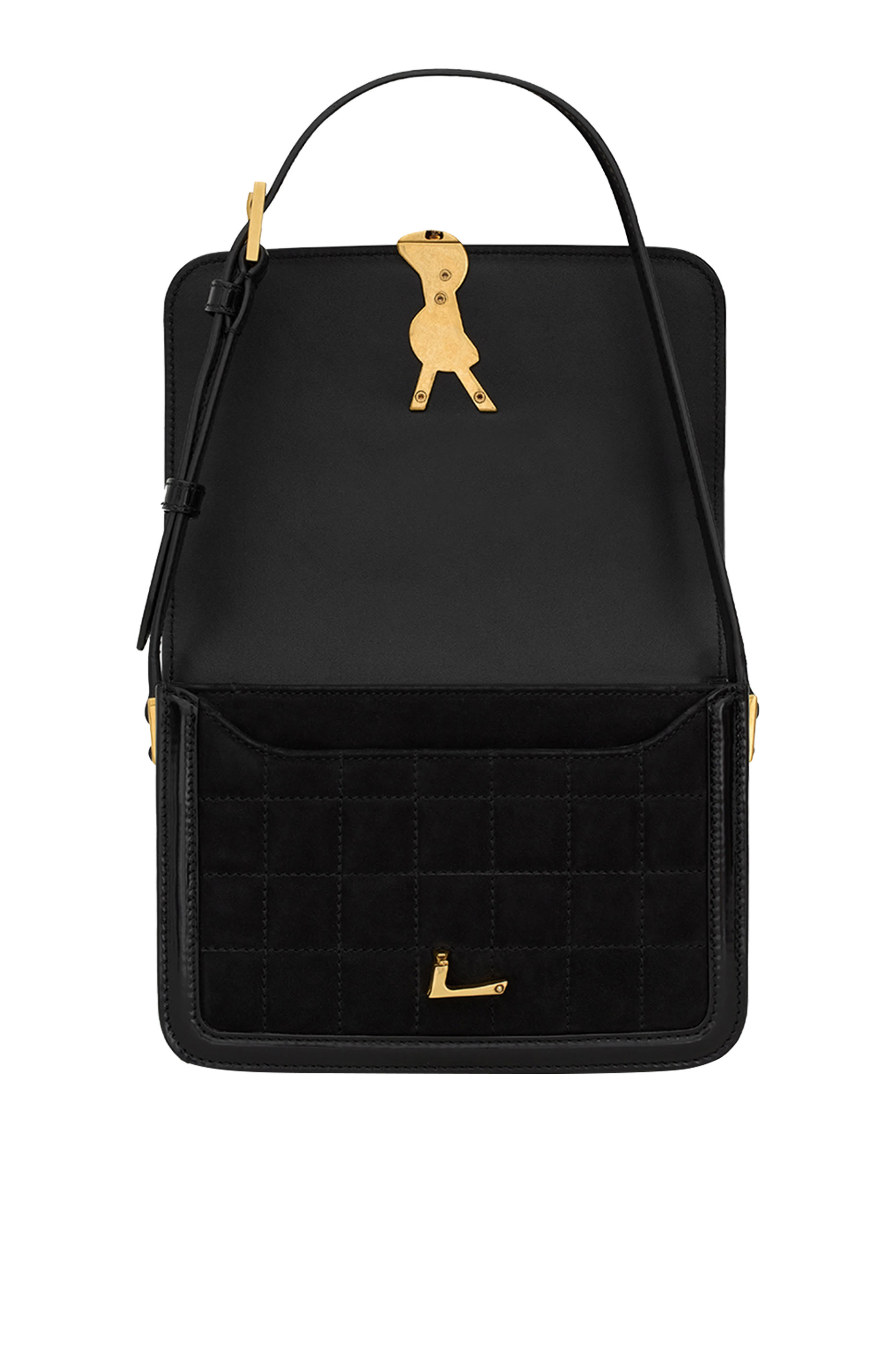 Small Solferino Quilted Suede Satchel