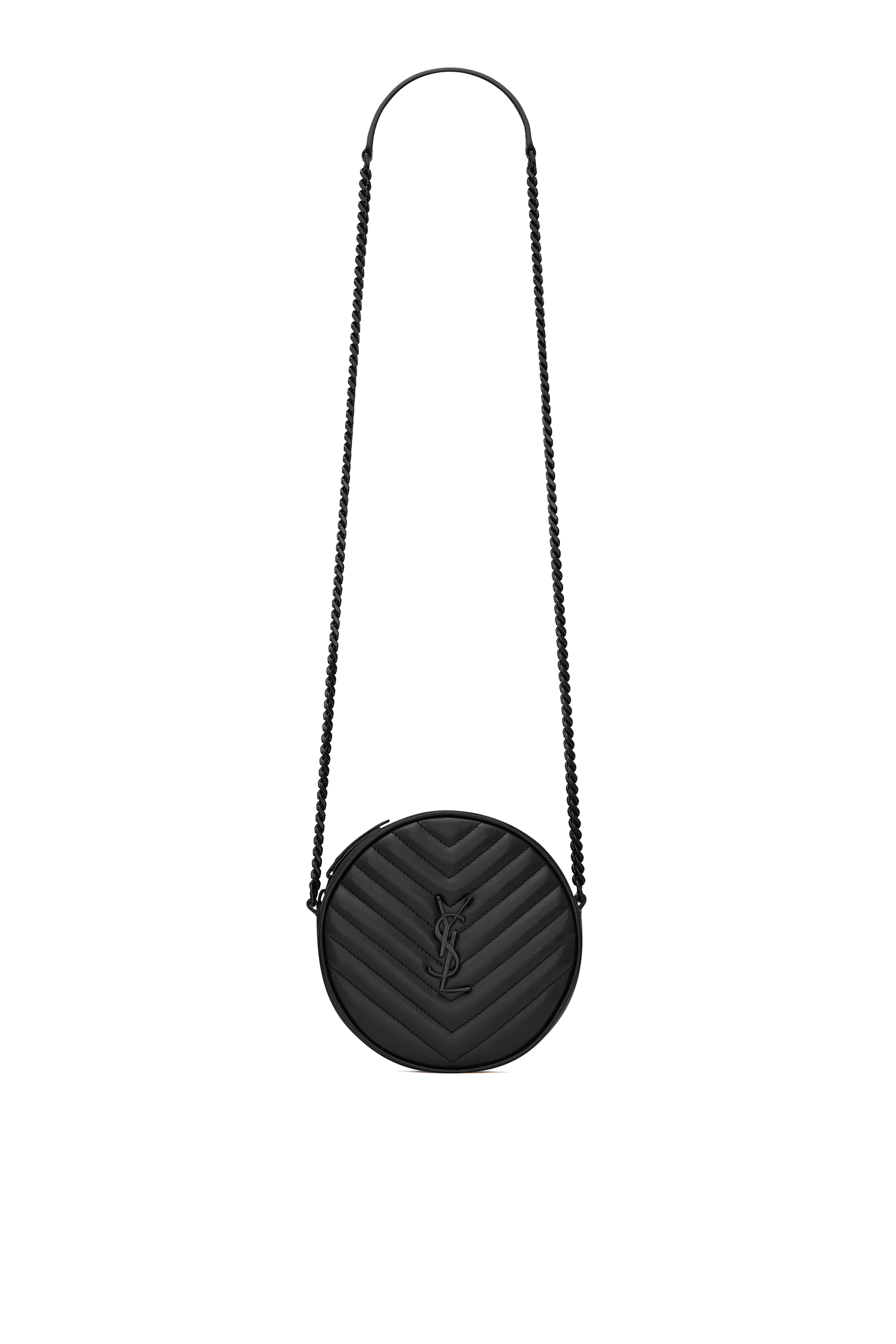 Buy Black Saint Laurent Vinyle Round Camera Bag in Chevron-Quilted Smooth Leather - Womens for ...