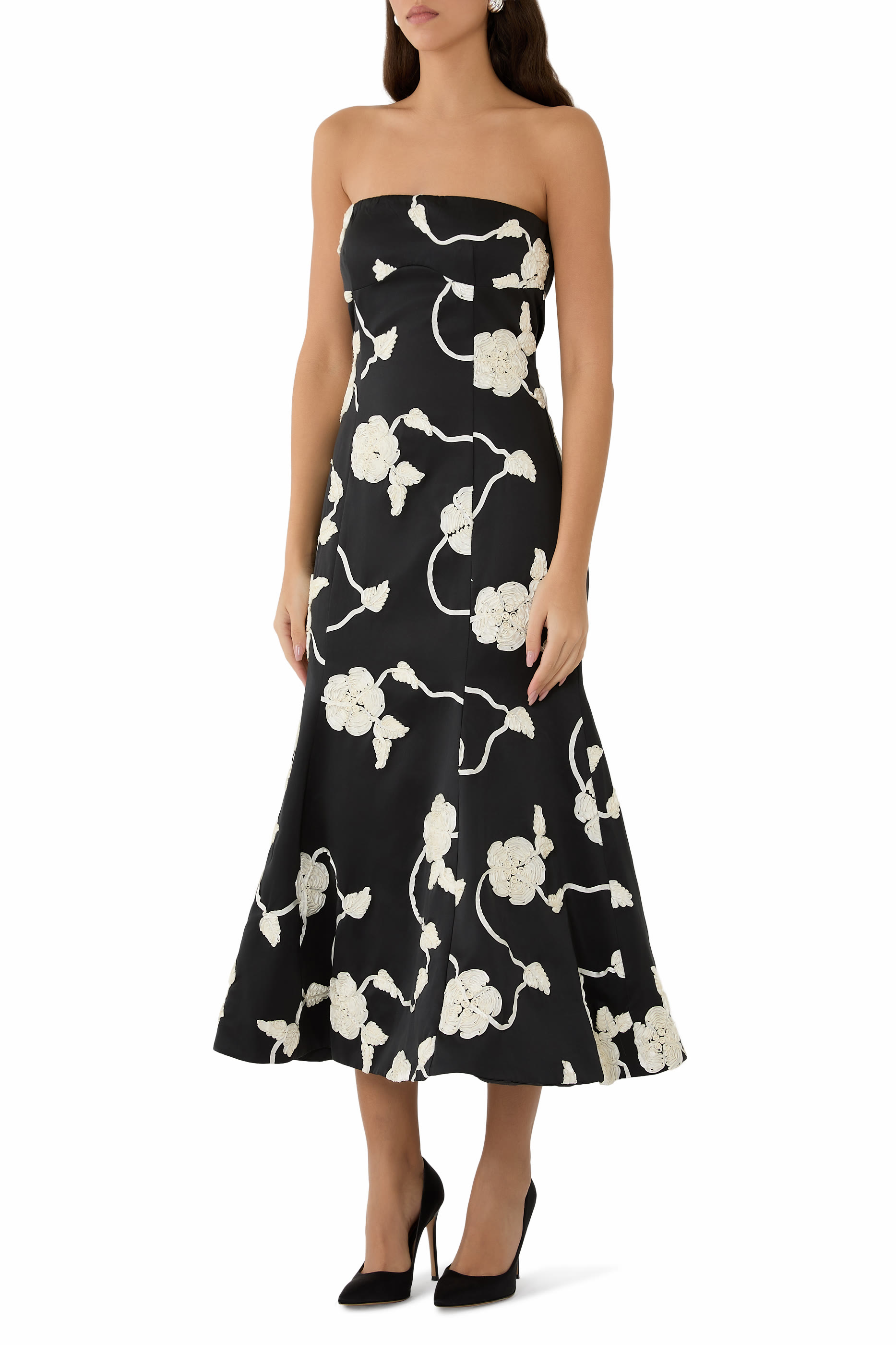 3D Flower Midi Dress