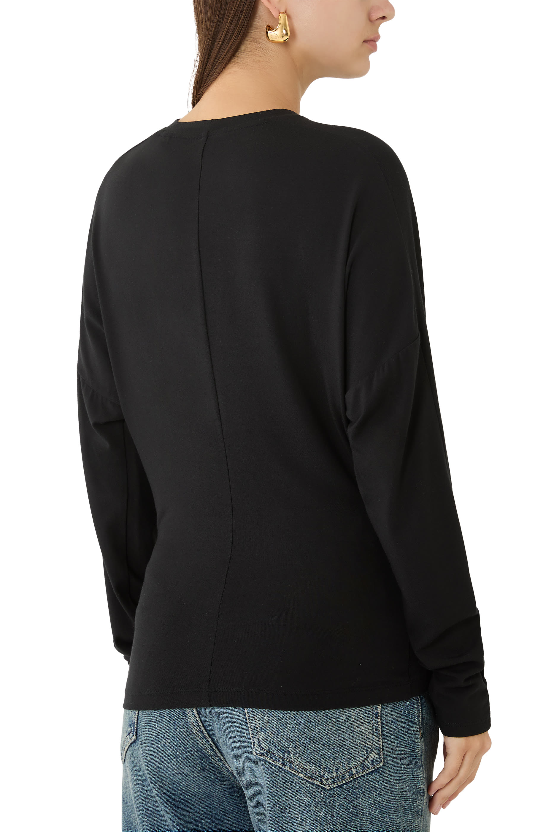 Fixed-Drape Long Sleeves T-Shirt