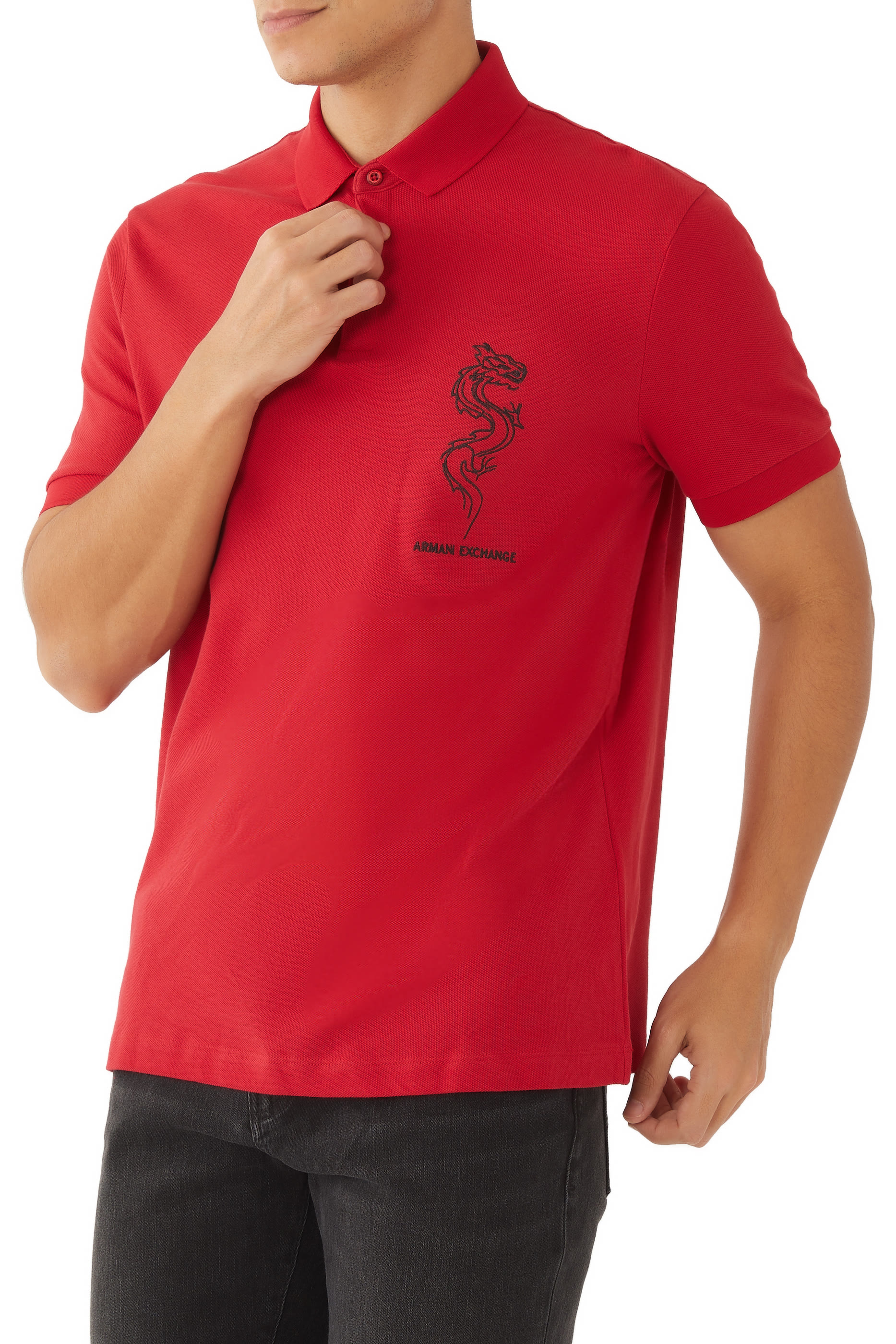 Dragon Embroidery Cotton Piqu&eacute; Polo Shirt
