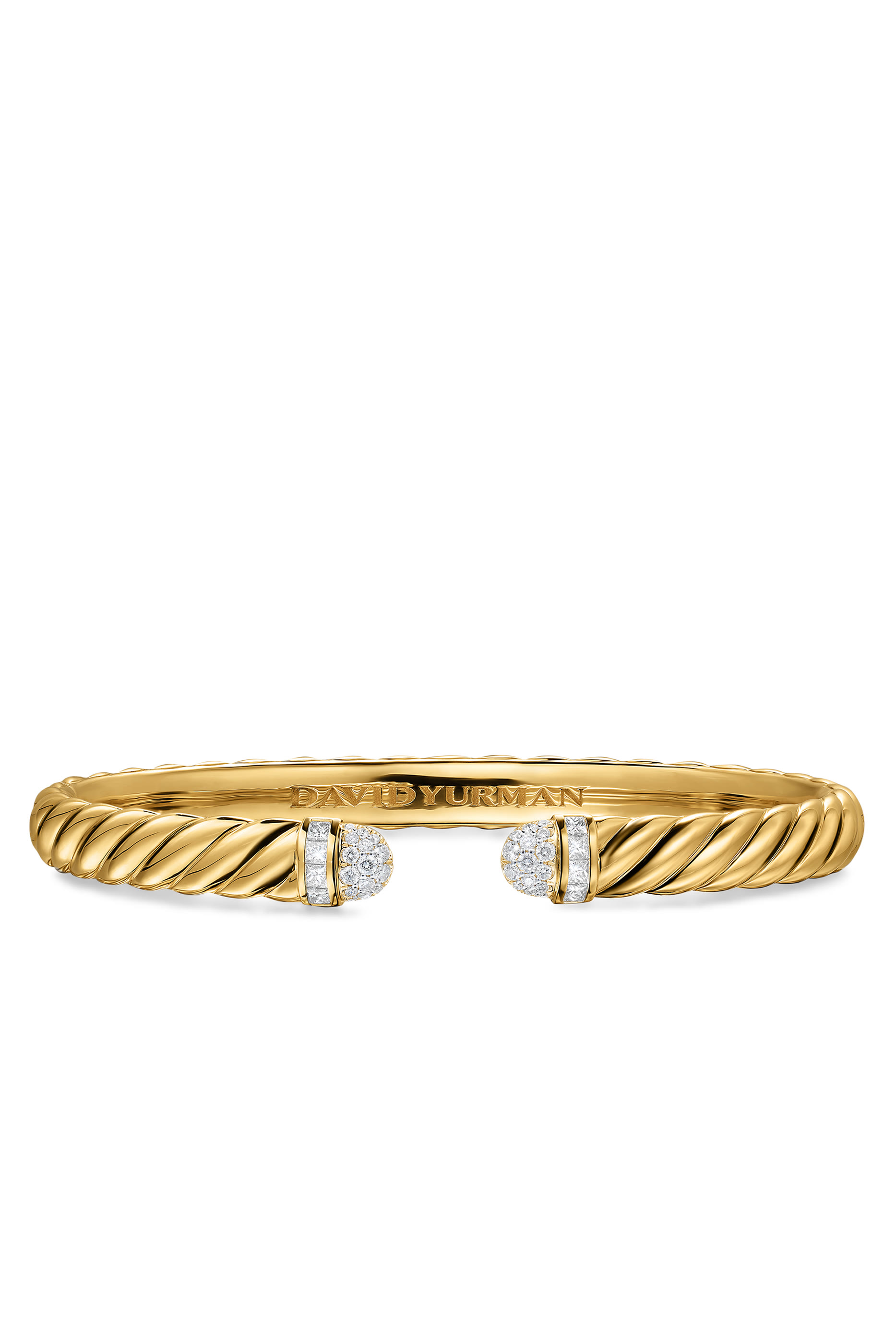 Sculpted Cable Cuff Bracelet, 18k Yellow Gold & Diamonds