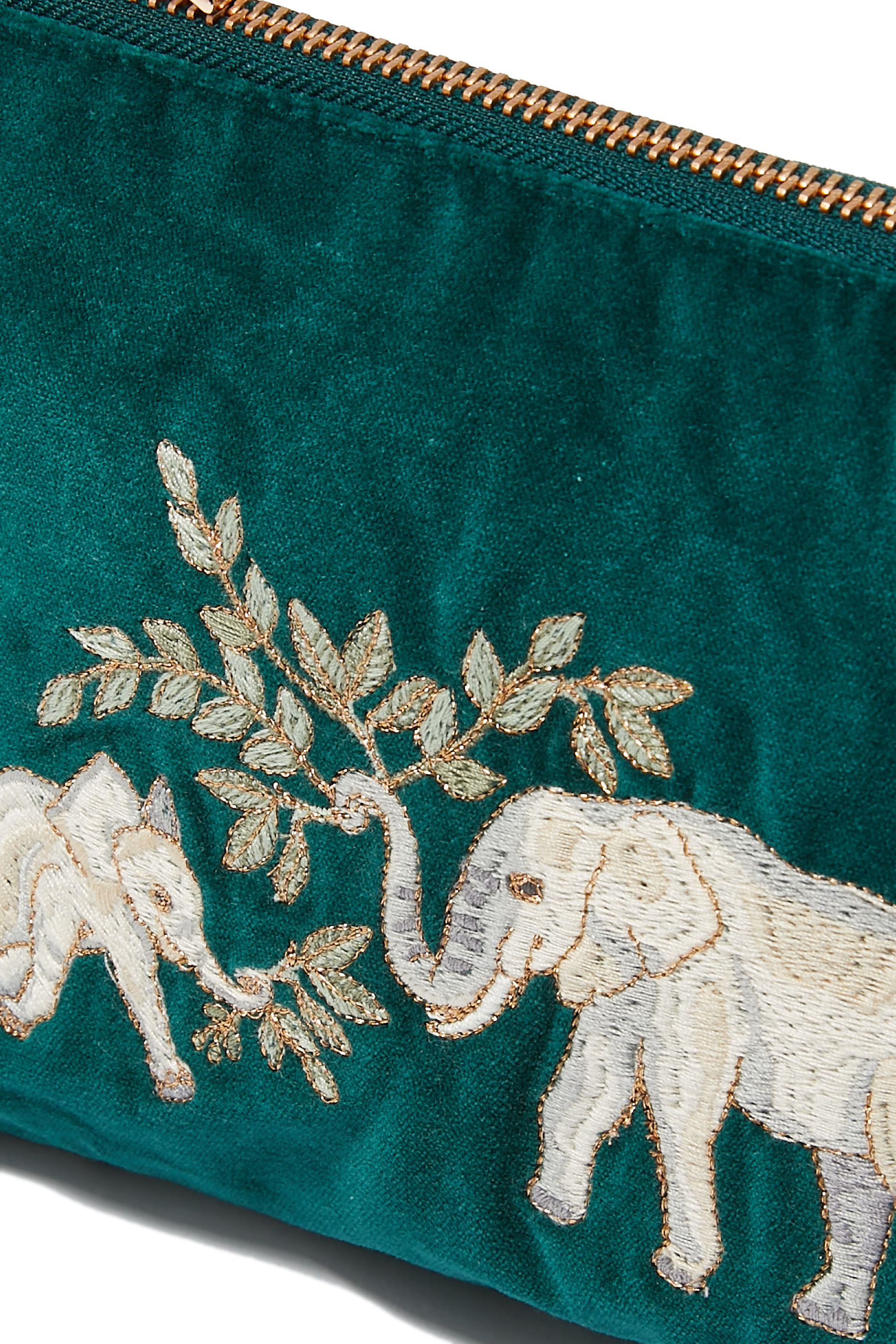 Elephant Herd Velvet Mini Pouch
