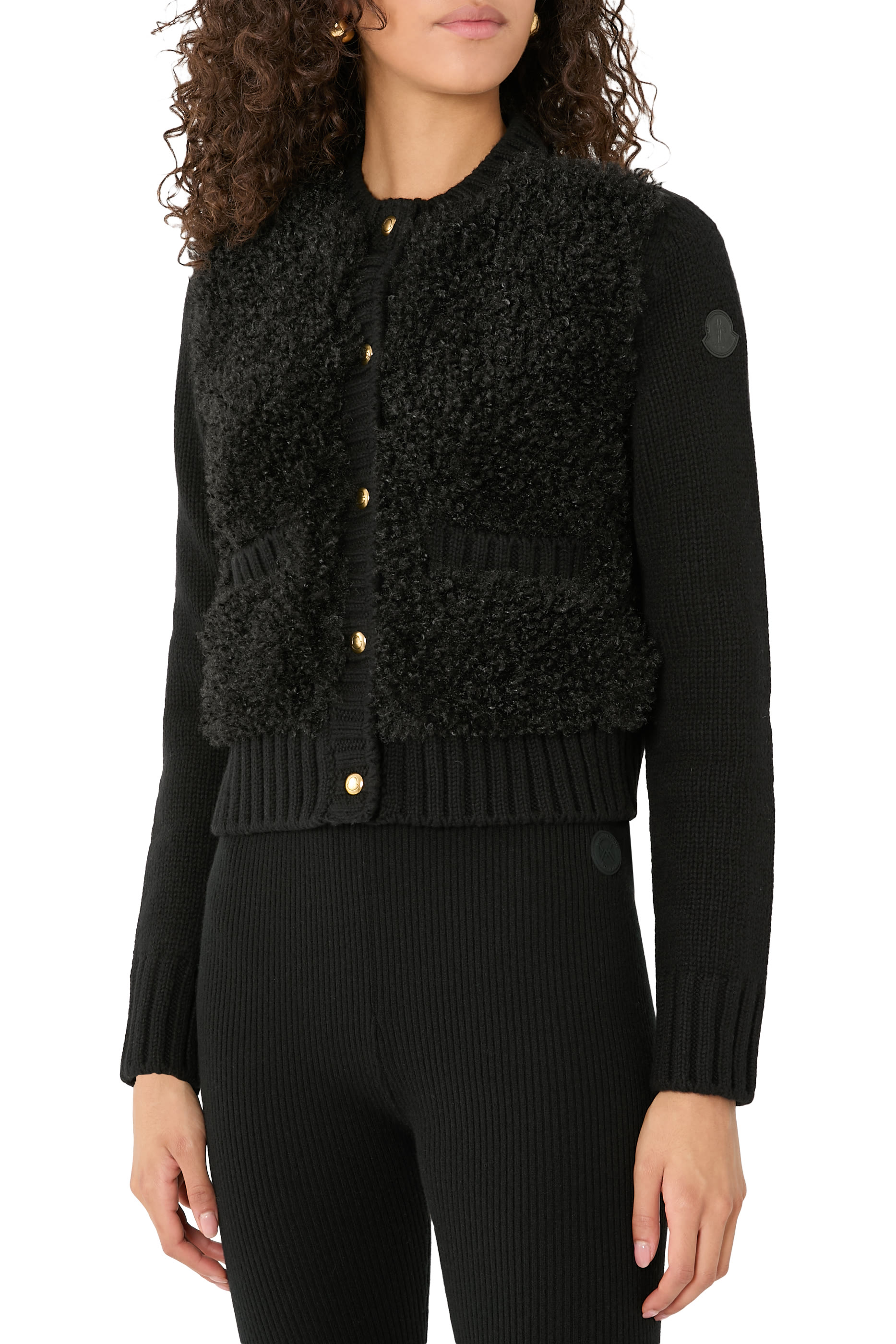 Padded Wool & Teddy Cardigan