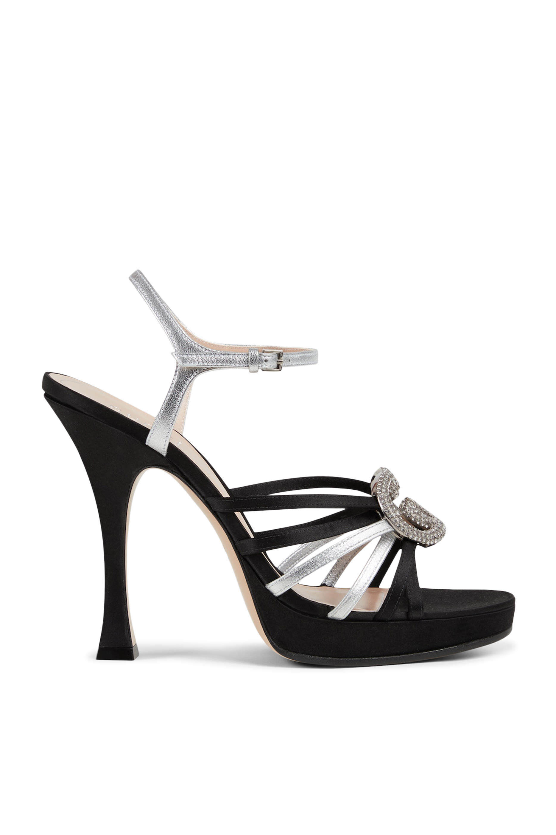 Interlocking G 120 Satin & Leather Sandals