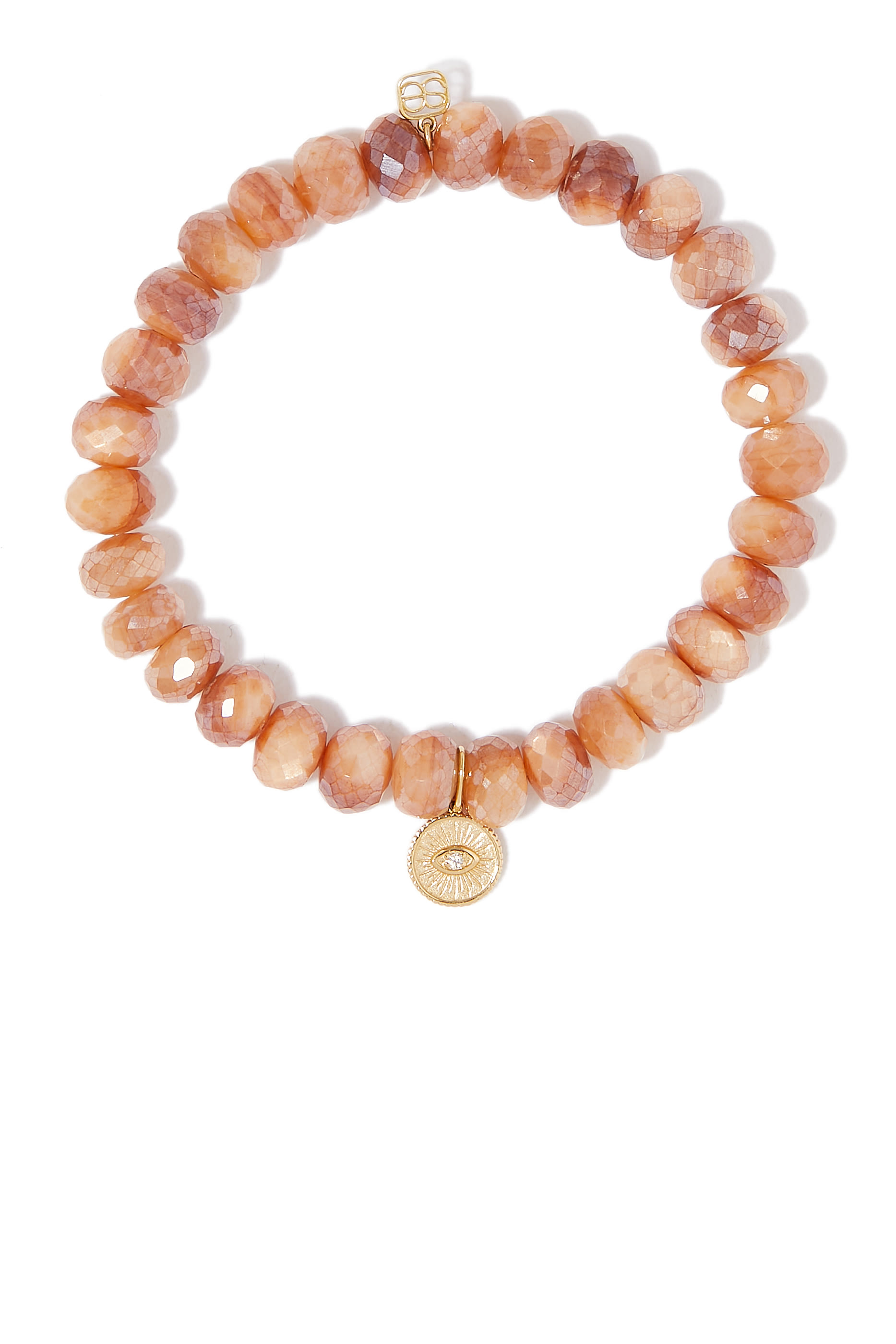 Marquise Eye Coin Beaded Bracelet, 14k Yellow Gold & Diamonds