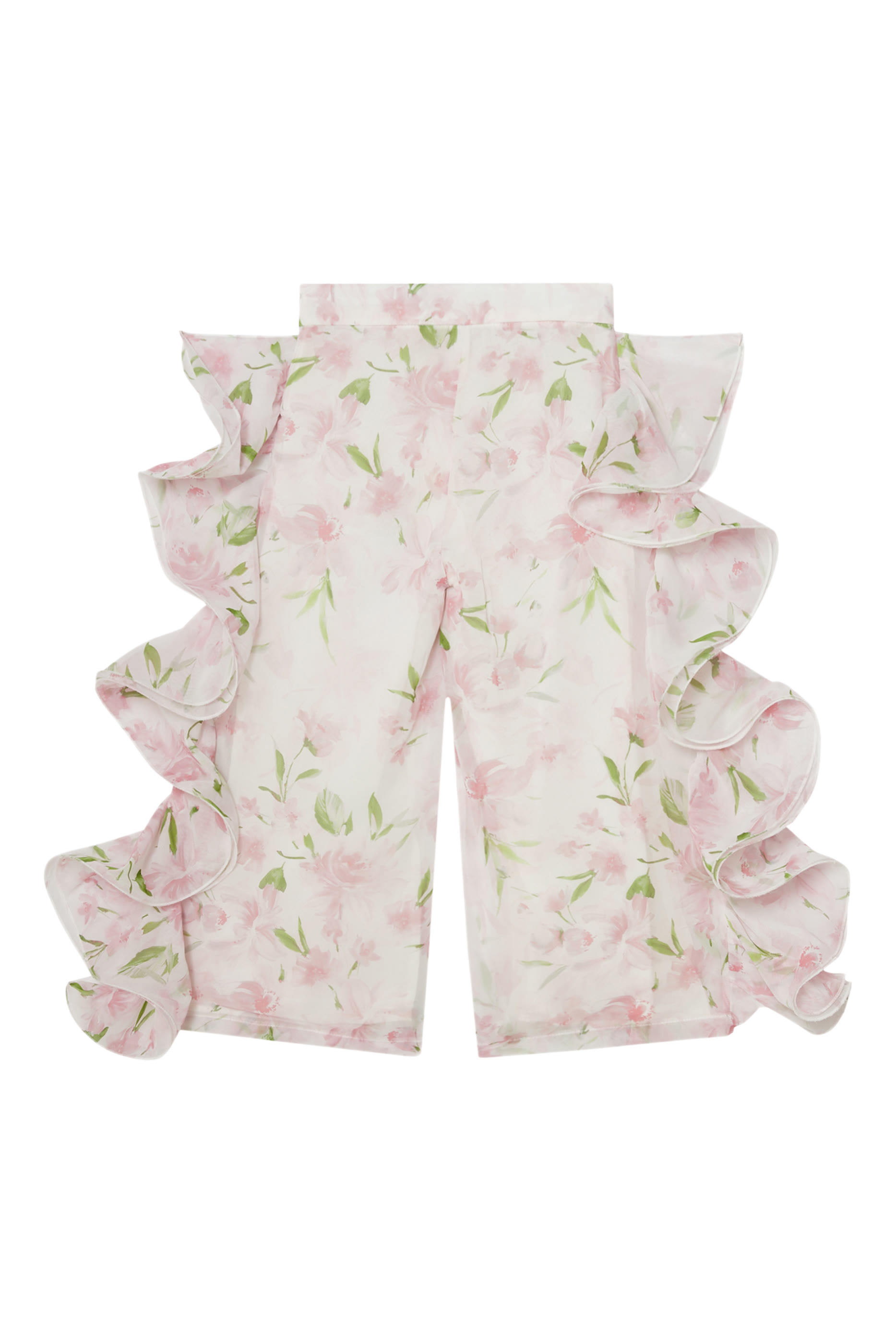 Kids Ruffled Floral-Print Pants