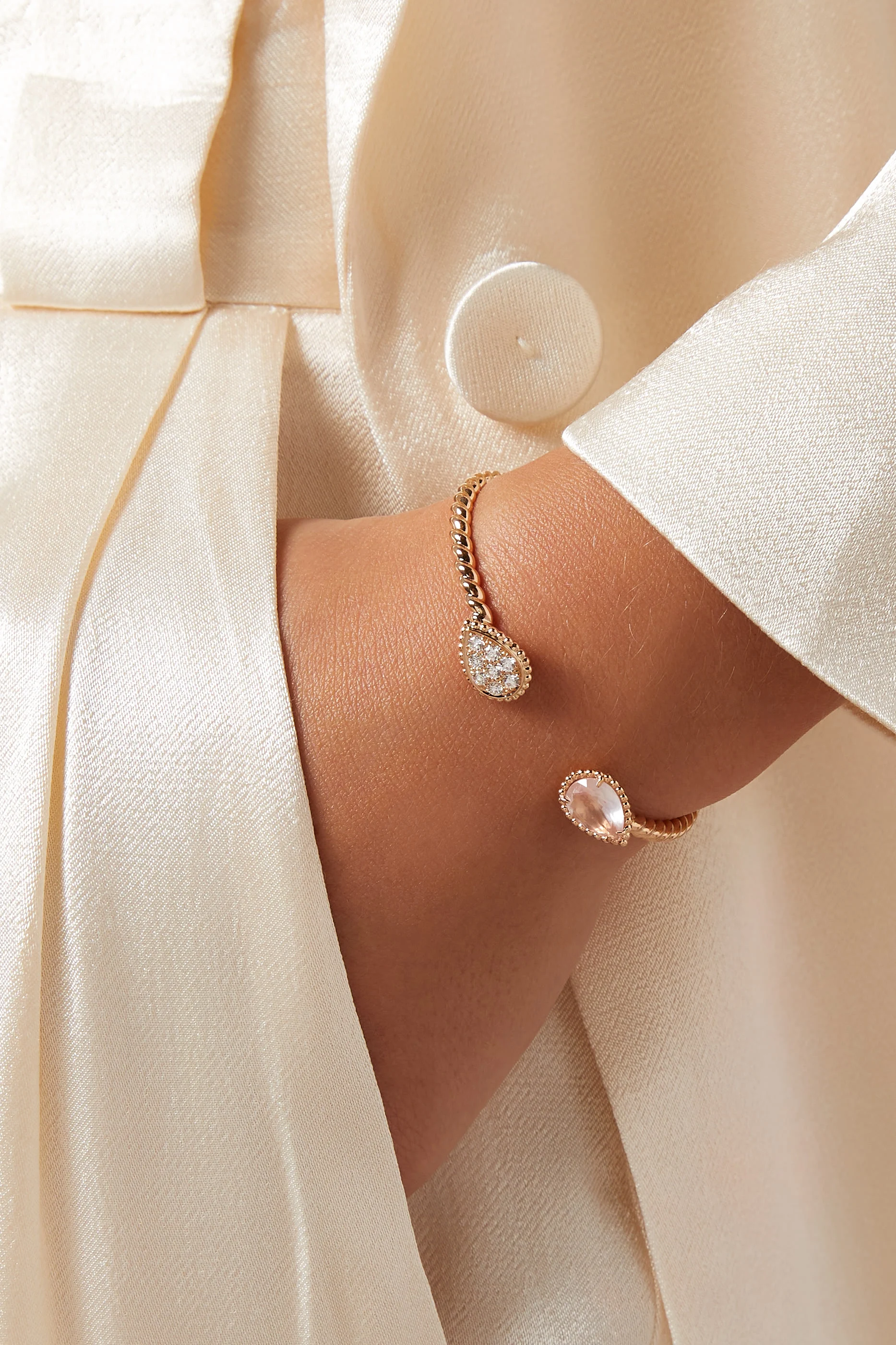 Serpent Boheme Motif Bracelet, 18k Pink Gold, Quartz & Diamonds