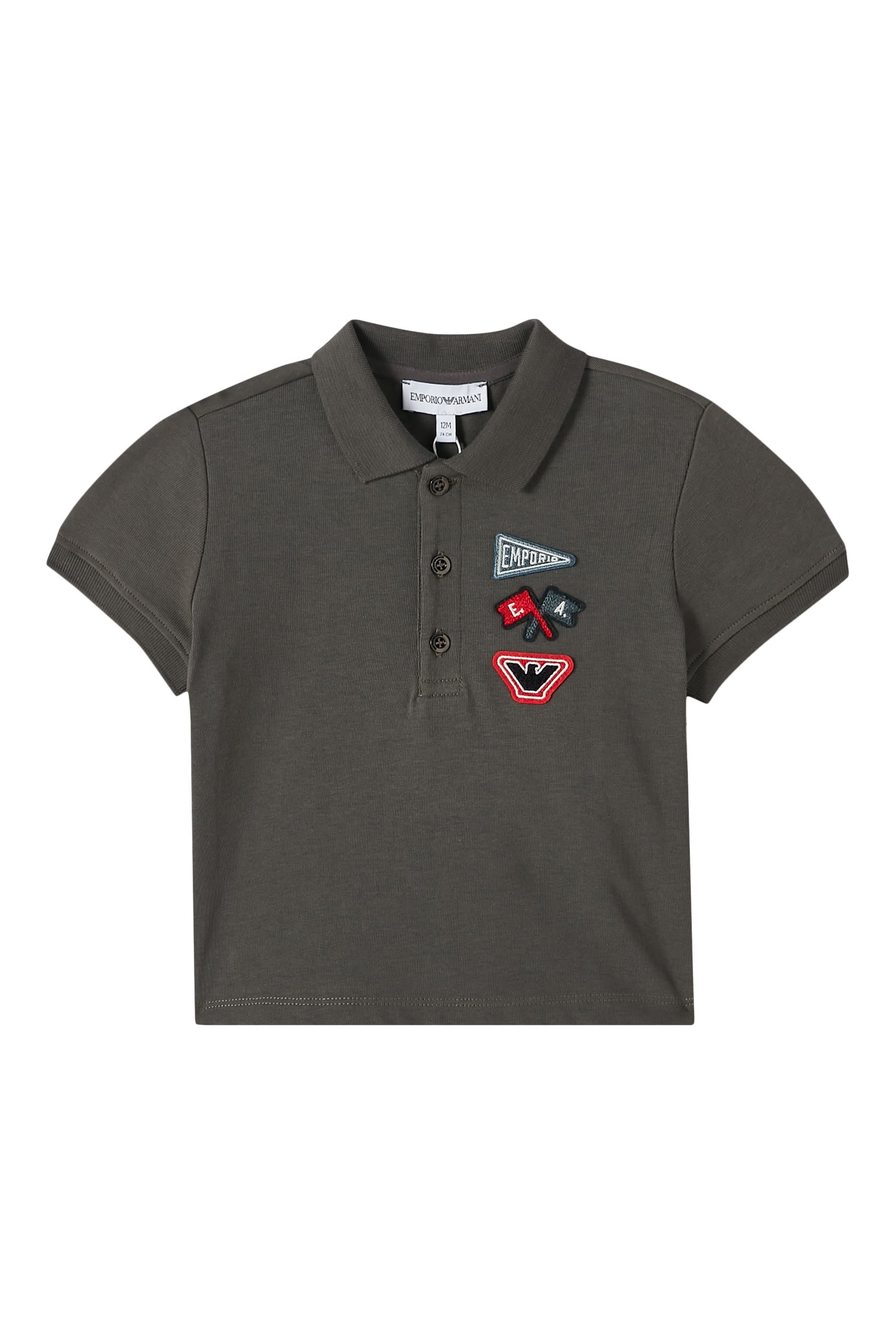 Kids Jersey Polo with Logo & Flag Patch