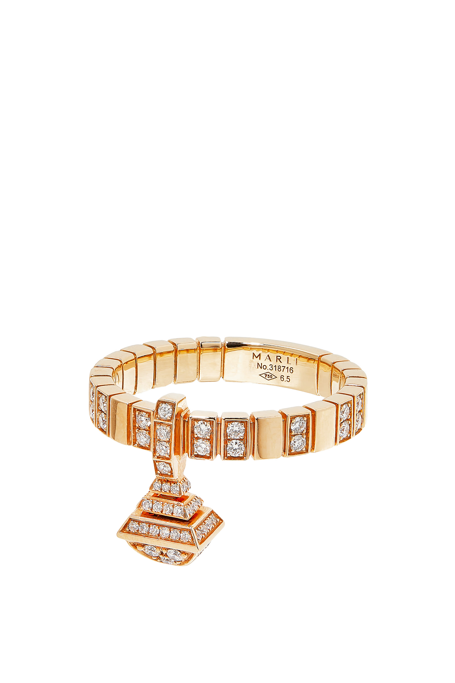 Cleo Charm Ring, 18k Rose Gold with Full Diamonds