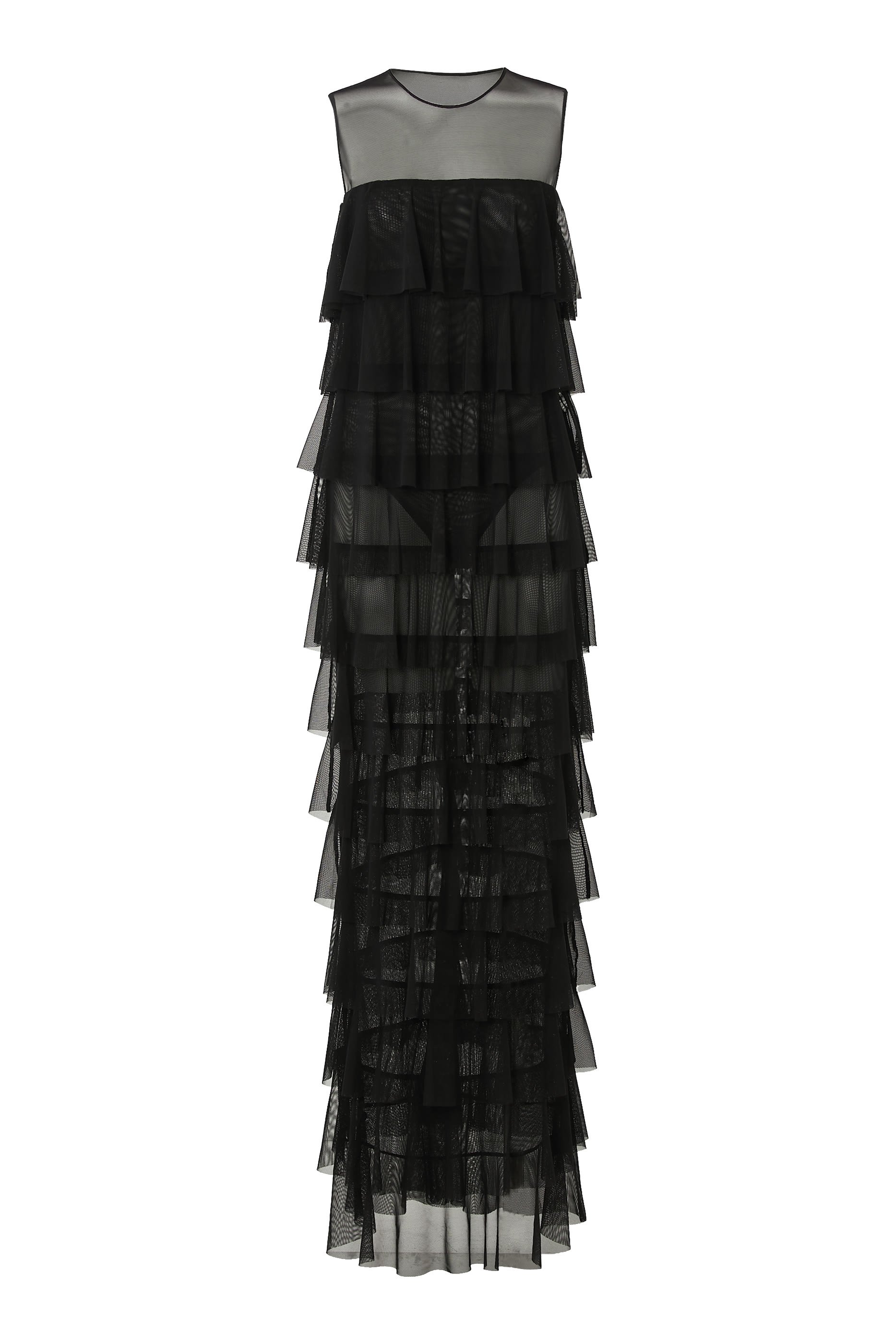 Sleeveless Tiered Ruffle Gown