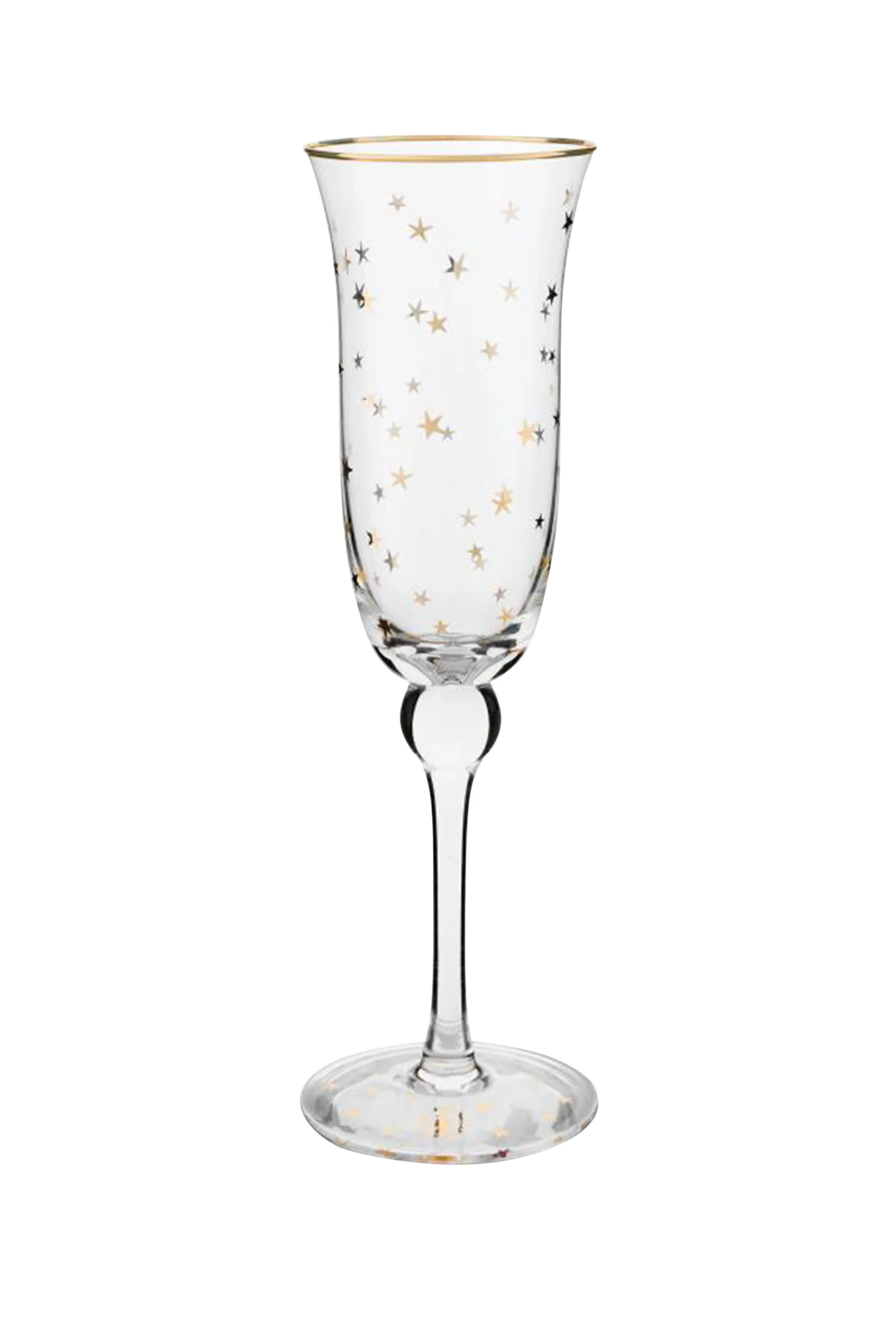 Stars Gold Flute Glass