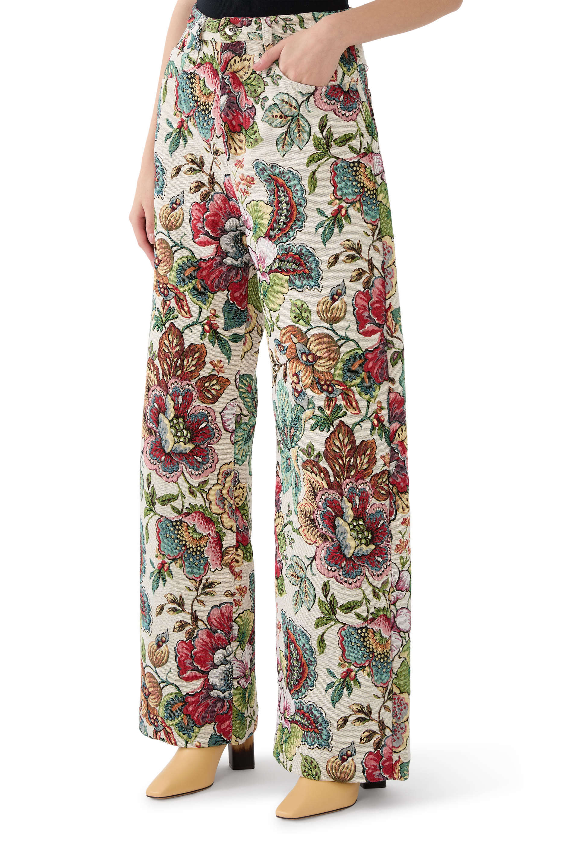Floral Brocade Boyfriend Trousers
