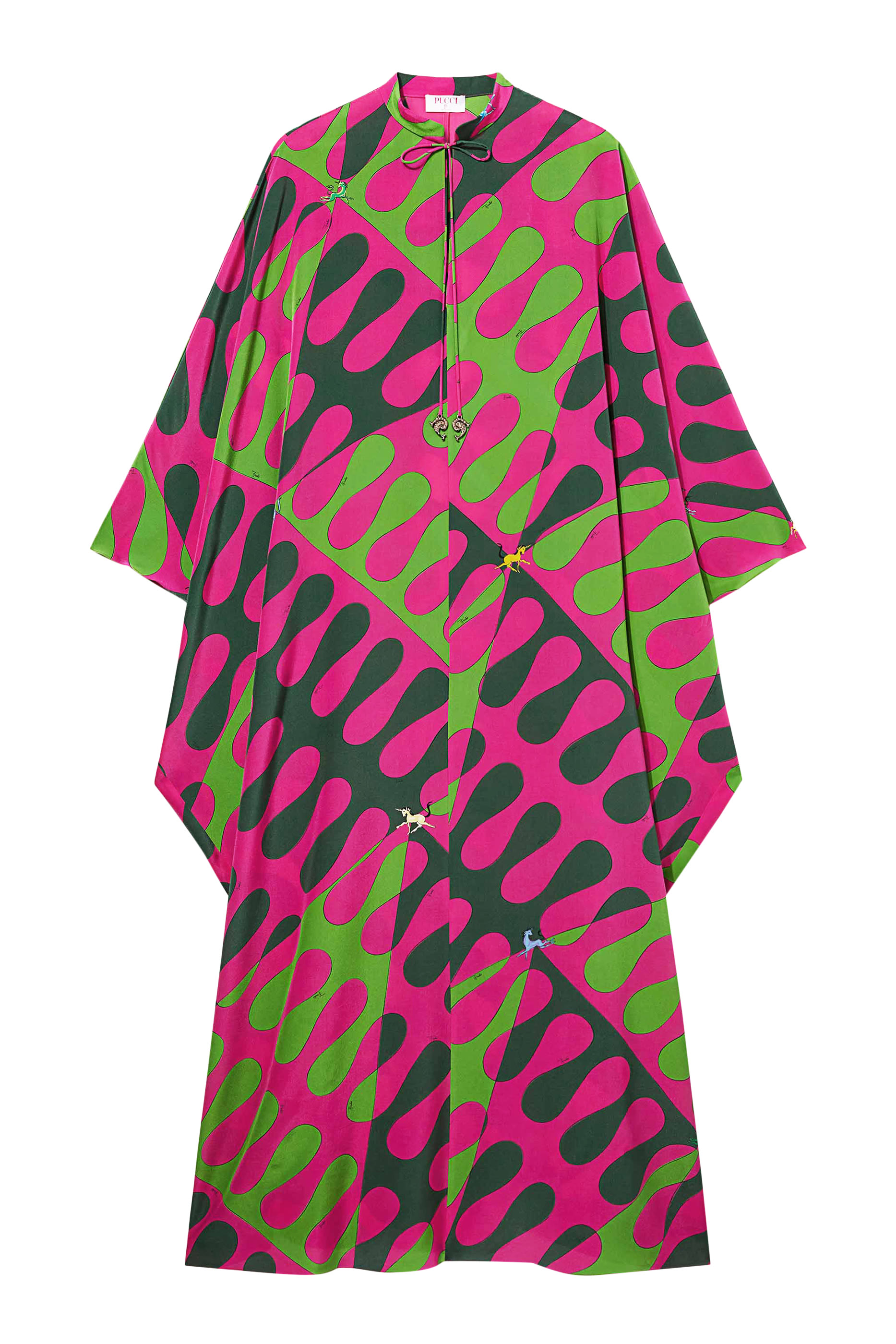 Leocorno-Print Silk Kaftan Dress