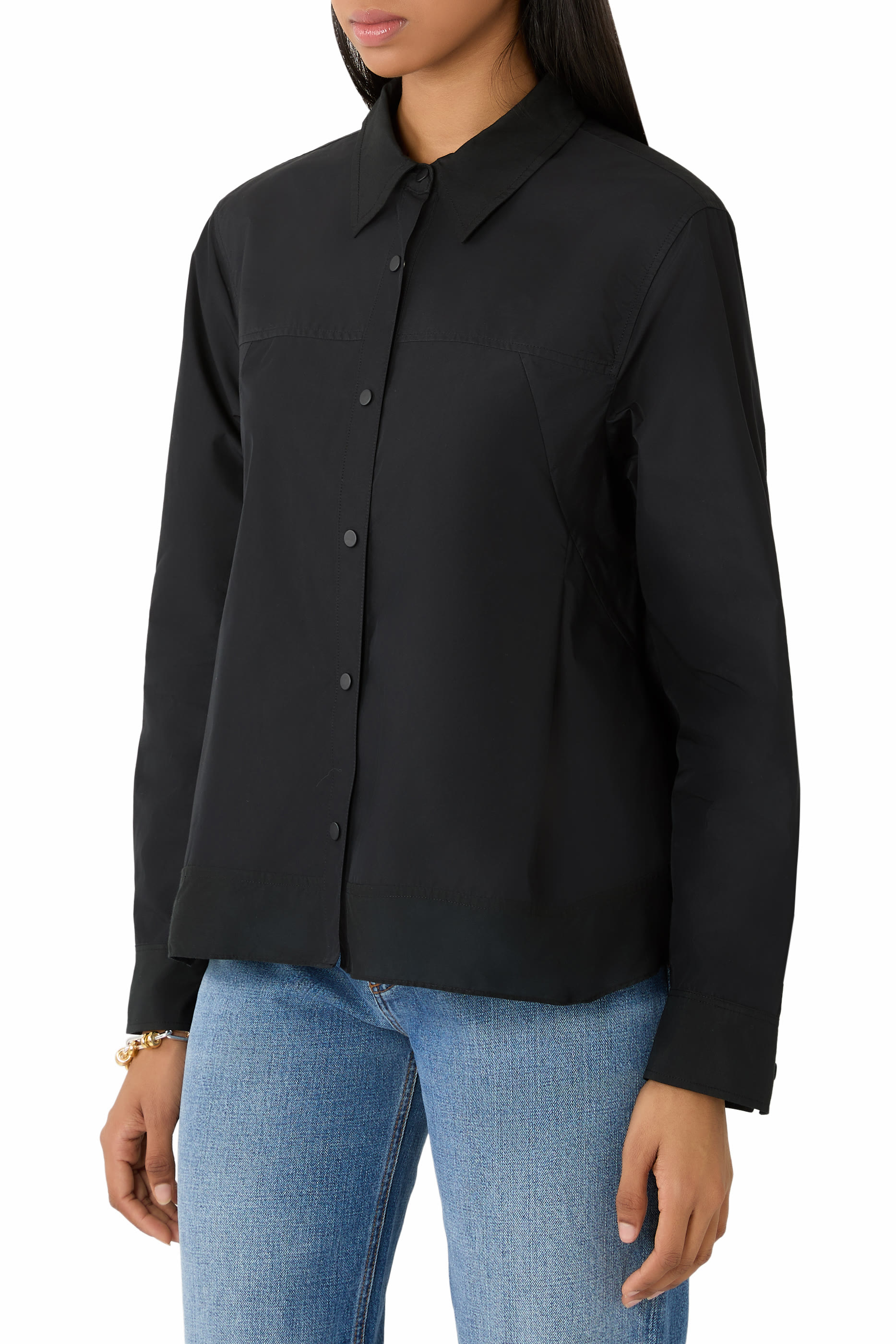 Long Sleeves Flounce Hem Shirt