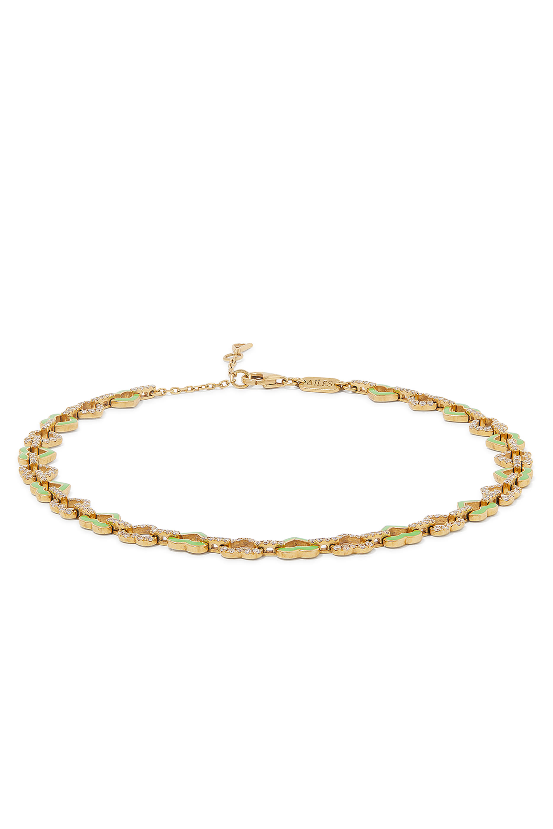 Heart Anklet, 18k Yellow Gold & Enamel