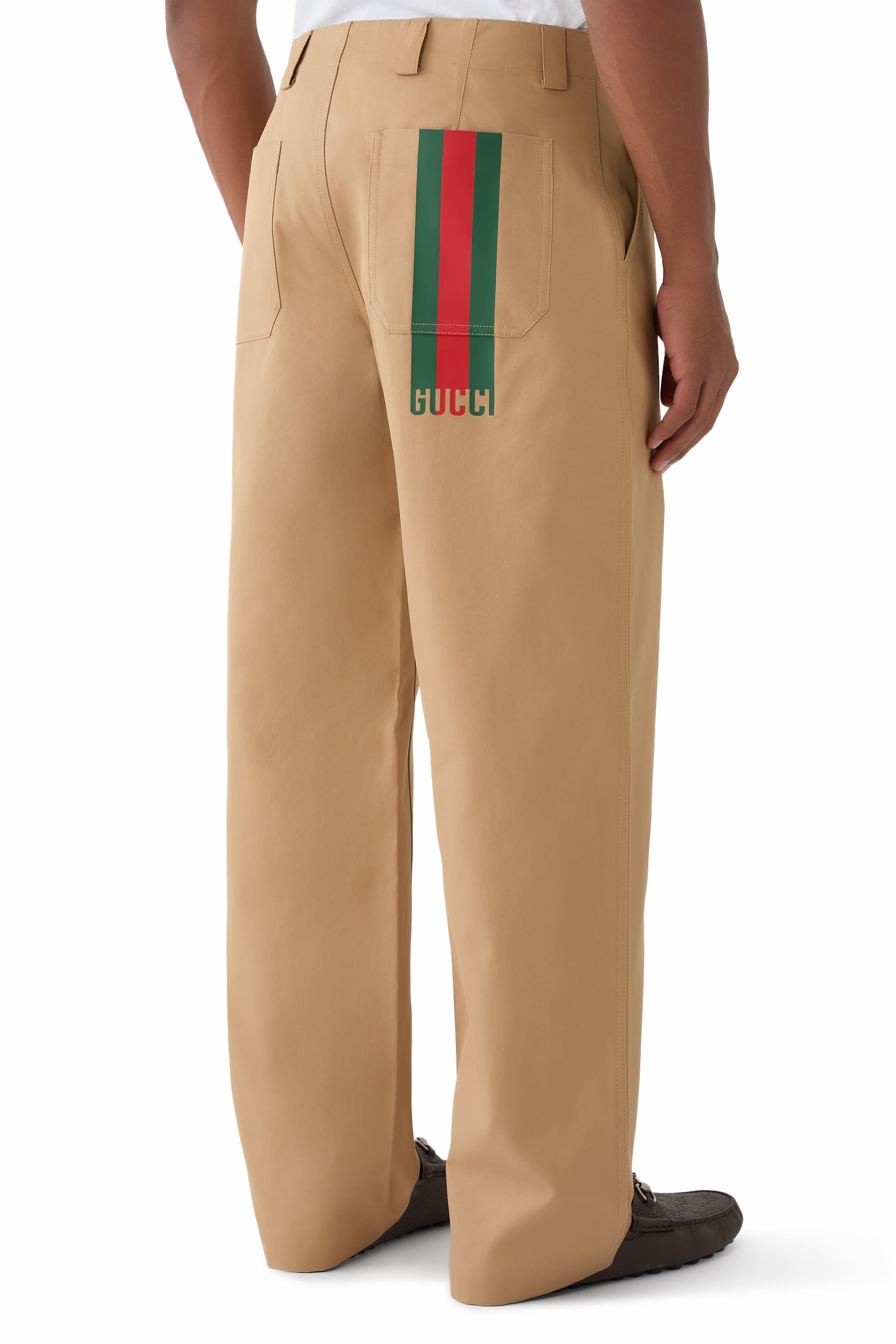 Compact Cotton Twill Pants with Web