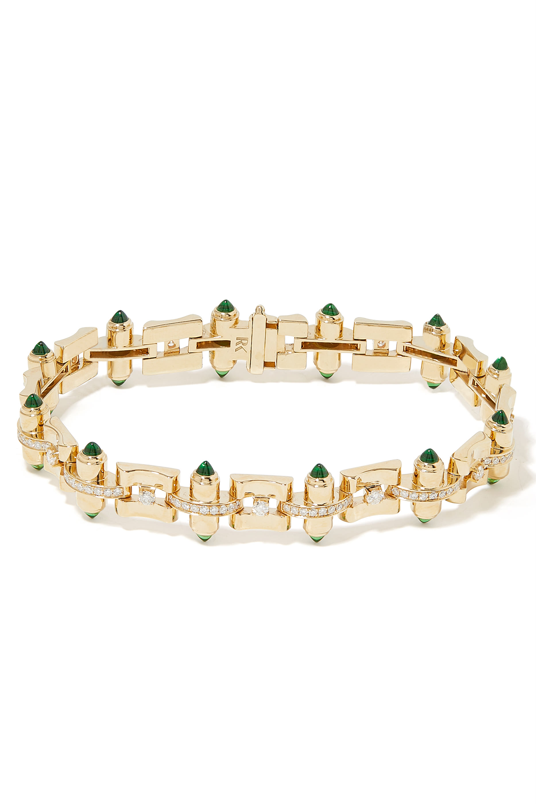 Celeste Link Bracelet, 14k Yellow Gold with Tsavorites & Diamonds