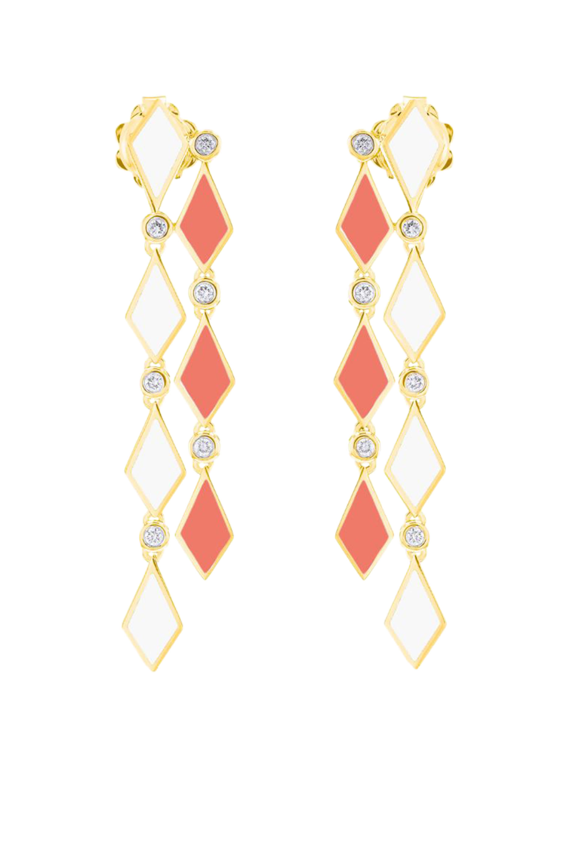 Ombre Earrings, 18k White Gold, Enamel & Diamonds