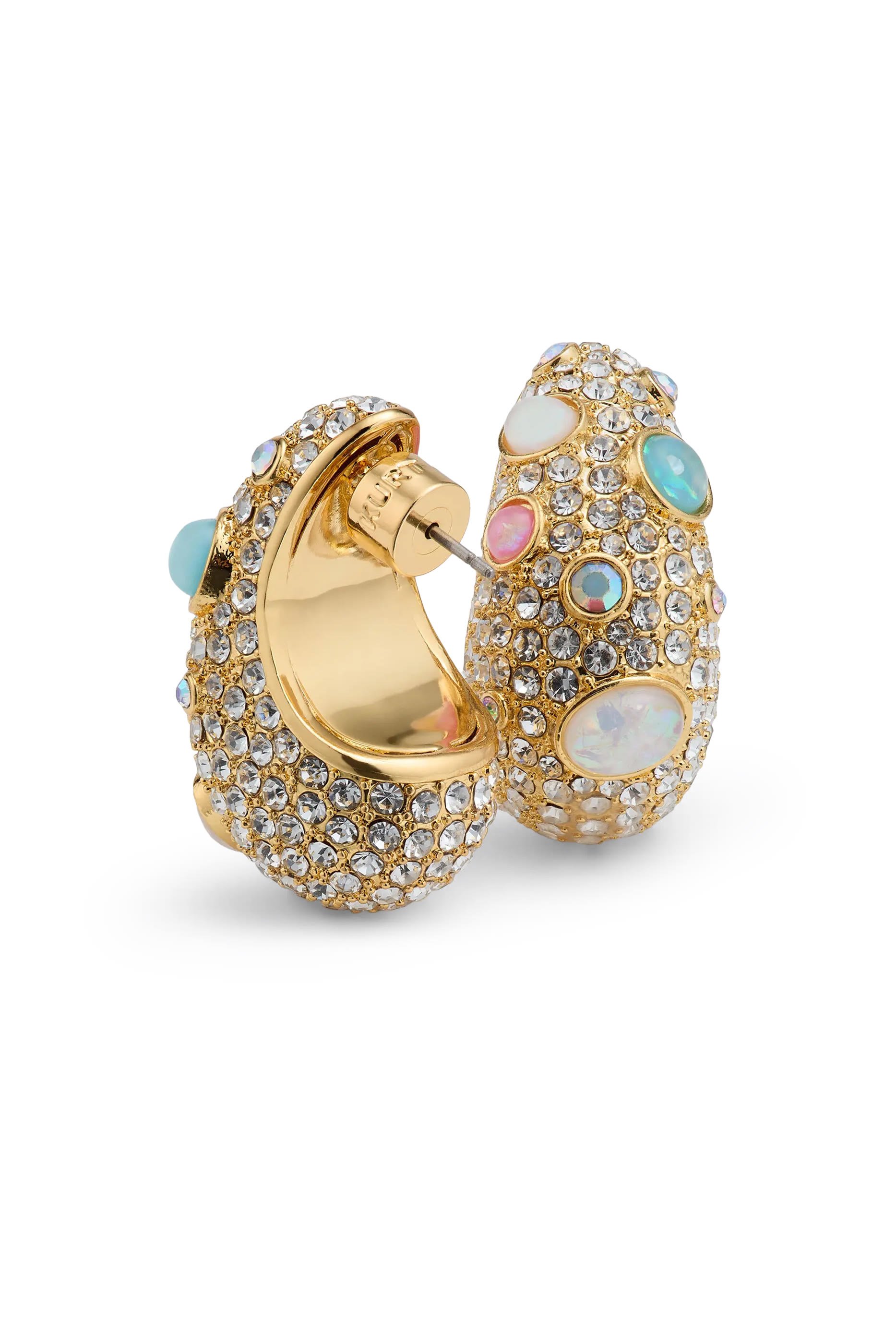 Mix Pave Earrings, Brass & Opal