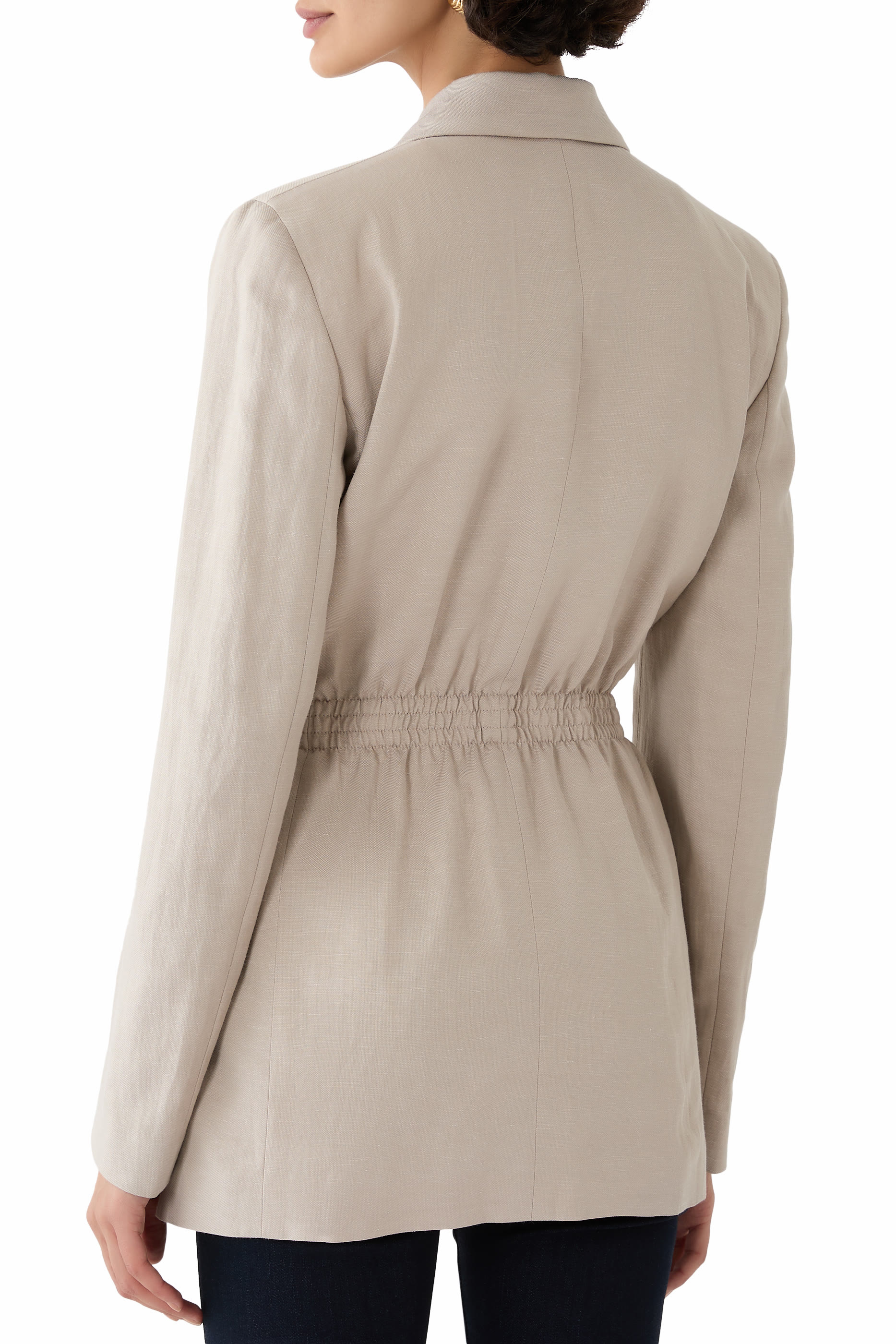 Linen-Blend Belted Blazer