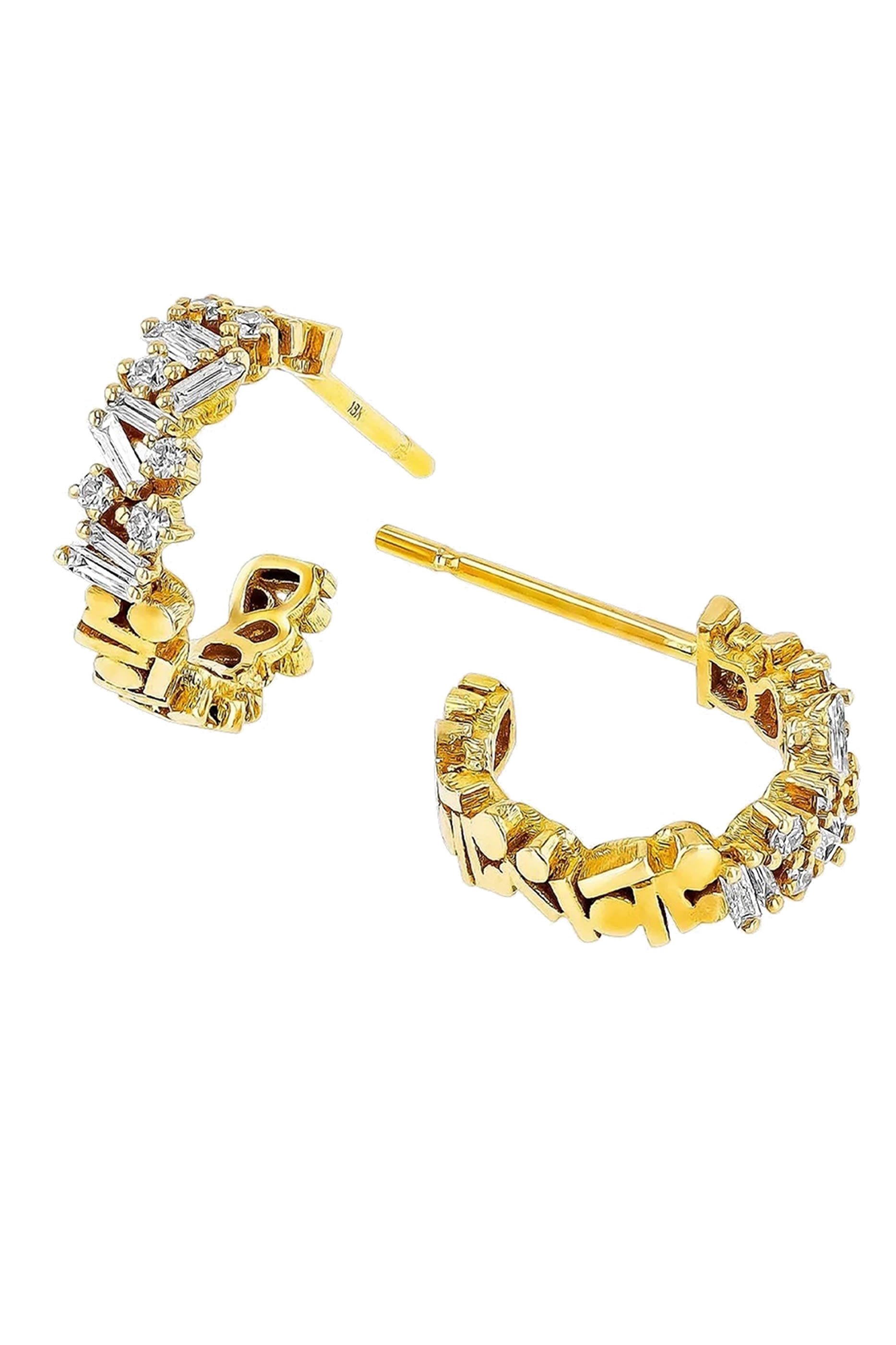Fireworks Diamond Hoop Earrings, 18k Yellow Gold & Diamonds