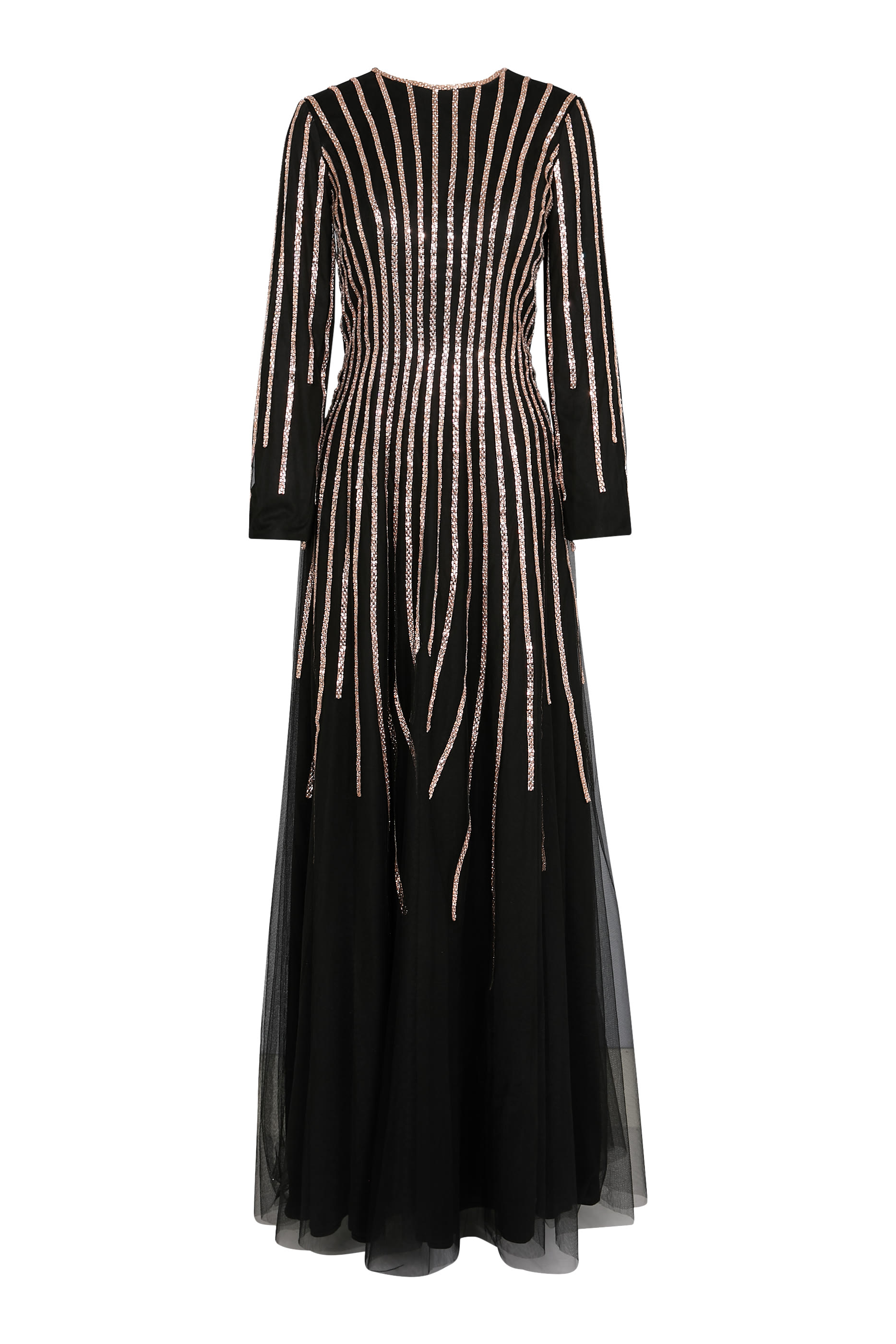 Striped Long Sleeves Gown