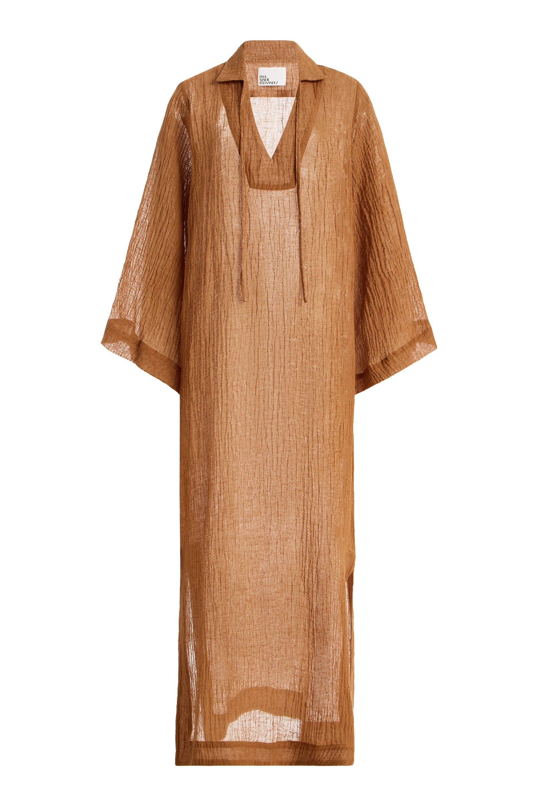 Crinkled Linen-Blend Gauze Kaftan