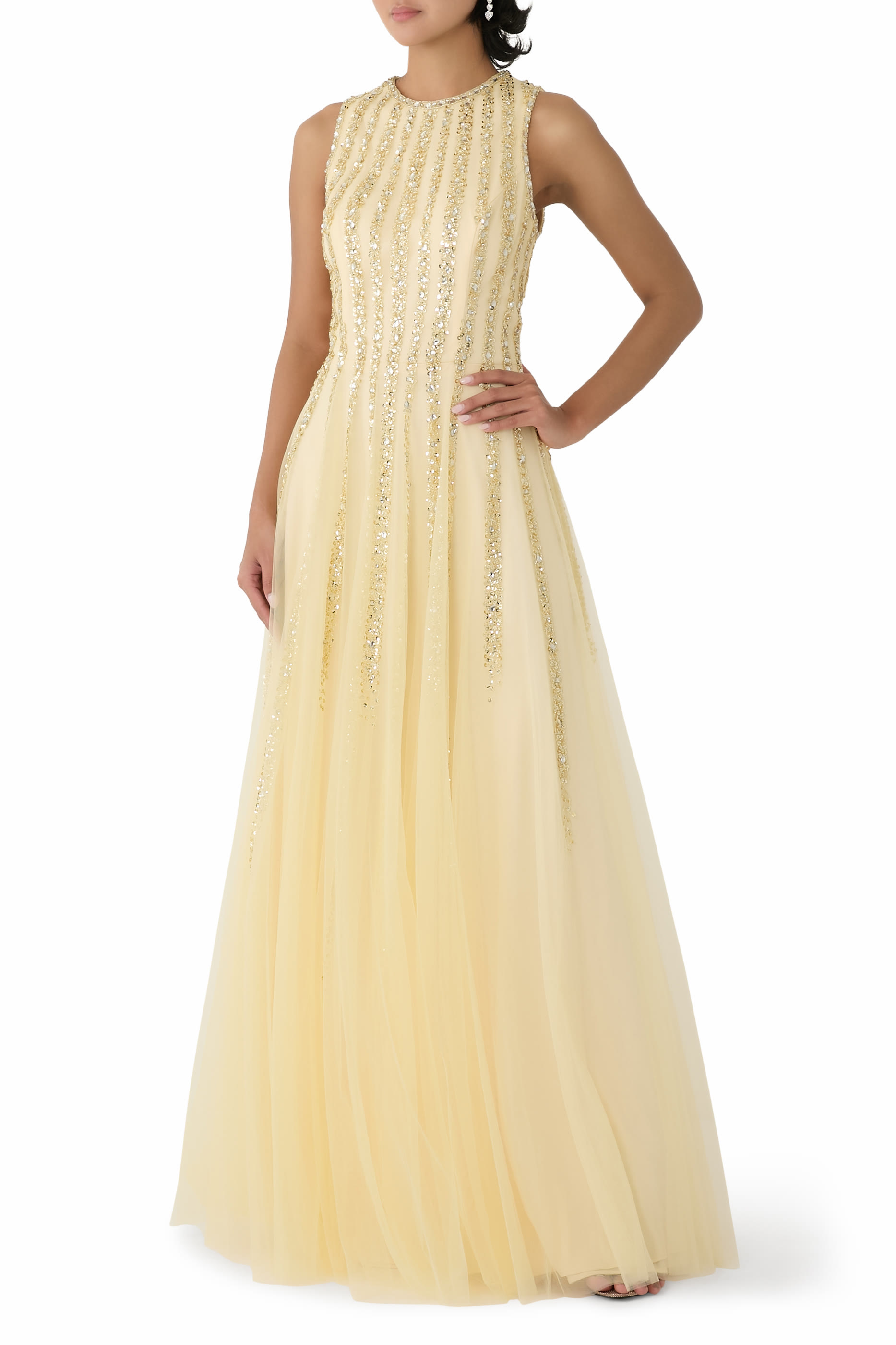 Sleeveless Embellished Gown