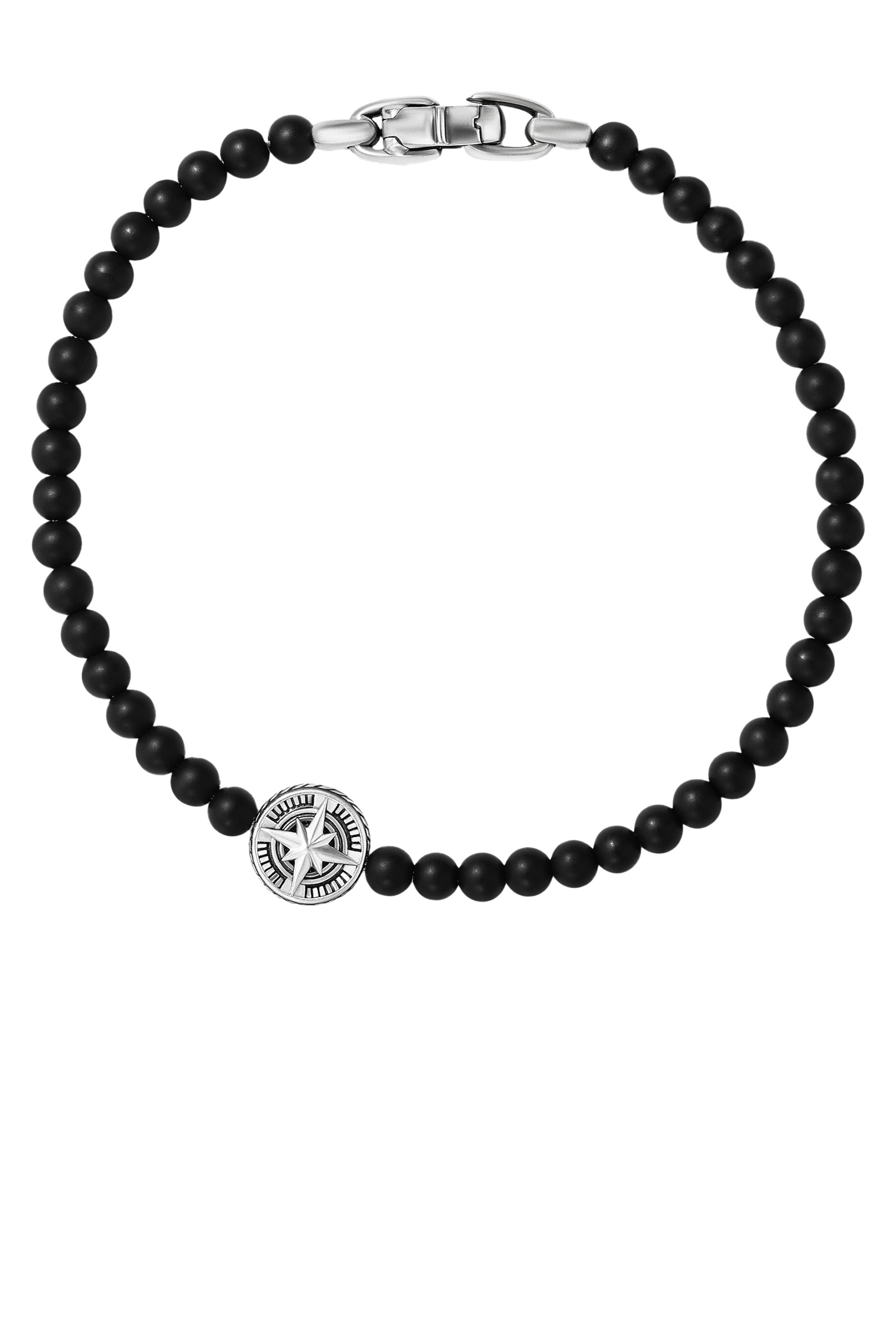 Spiritual Beads Compass Bracelet, Sterling Silver & Black Onyx