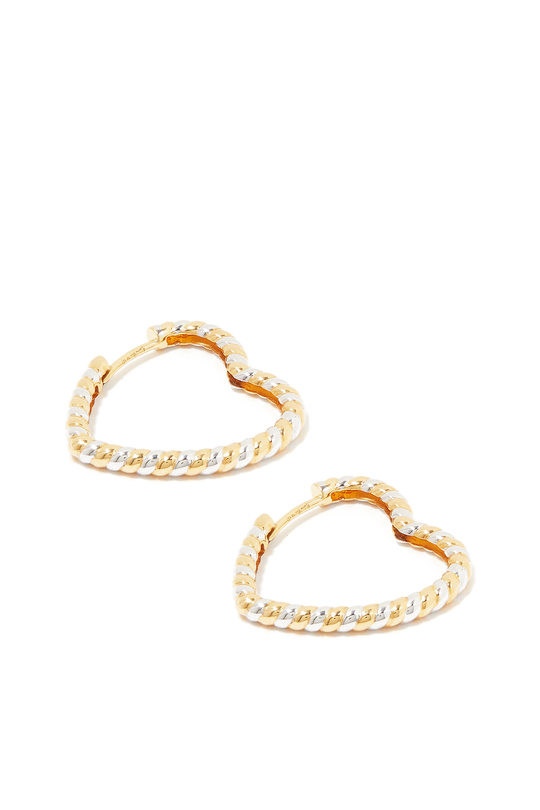 Coeur Heart Hoop Earrings, 18k Mix Gold