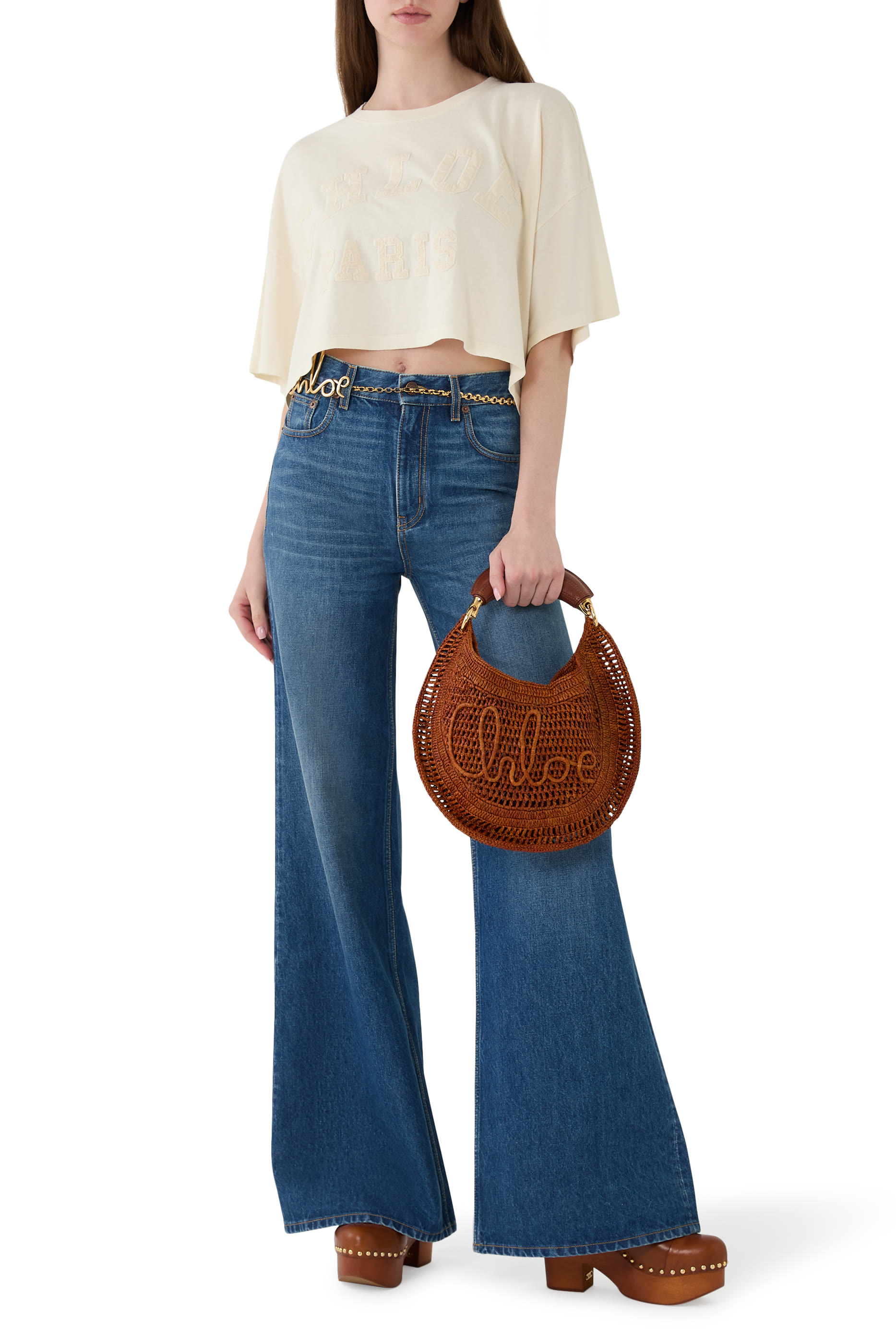 Crop Logo T-Shirt in Cotton Jersey