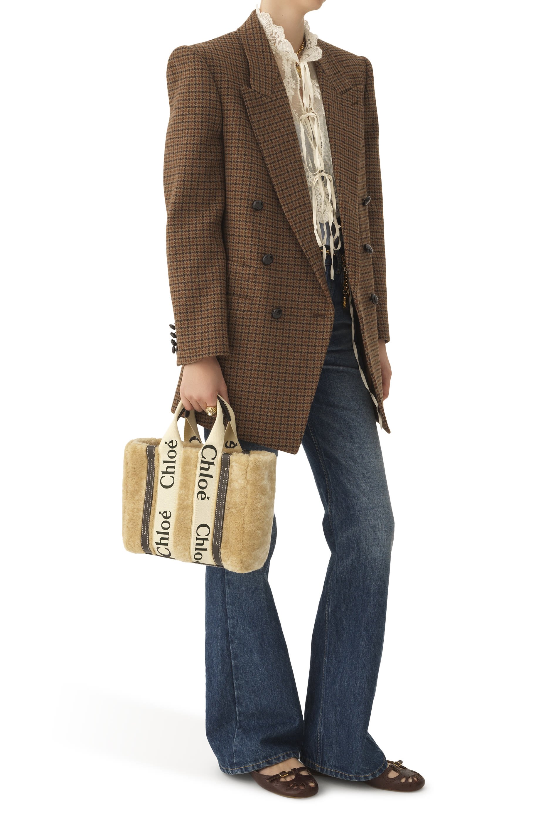 Small Woody Shearling Tote Bag