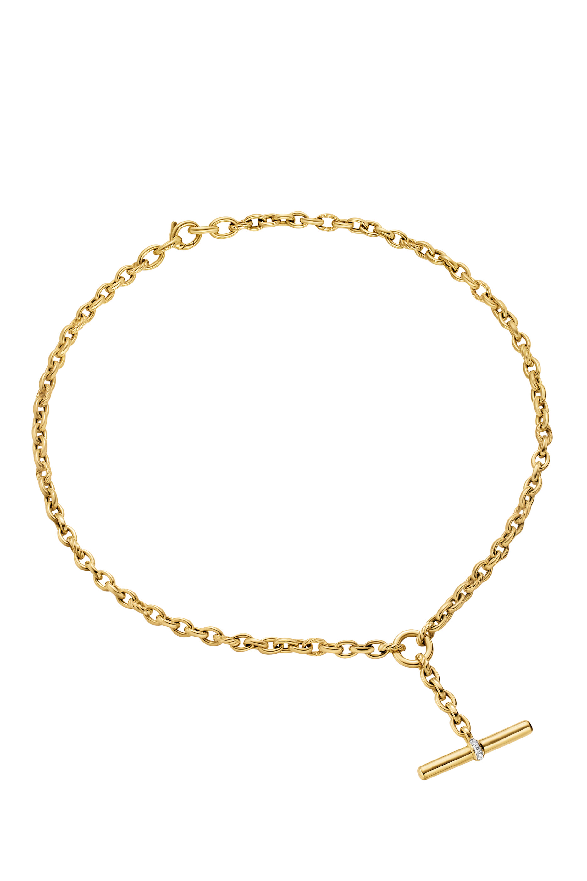 DY Mercer&reg; Petite Toggle Chain Necklace, 18k Yellow Gold & Diamonds