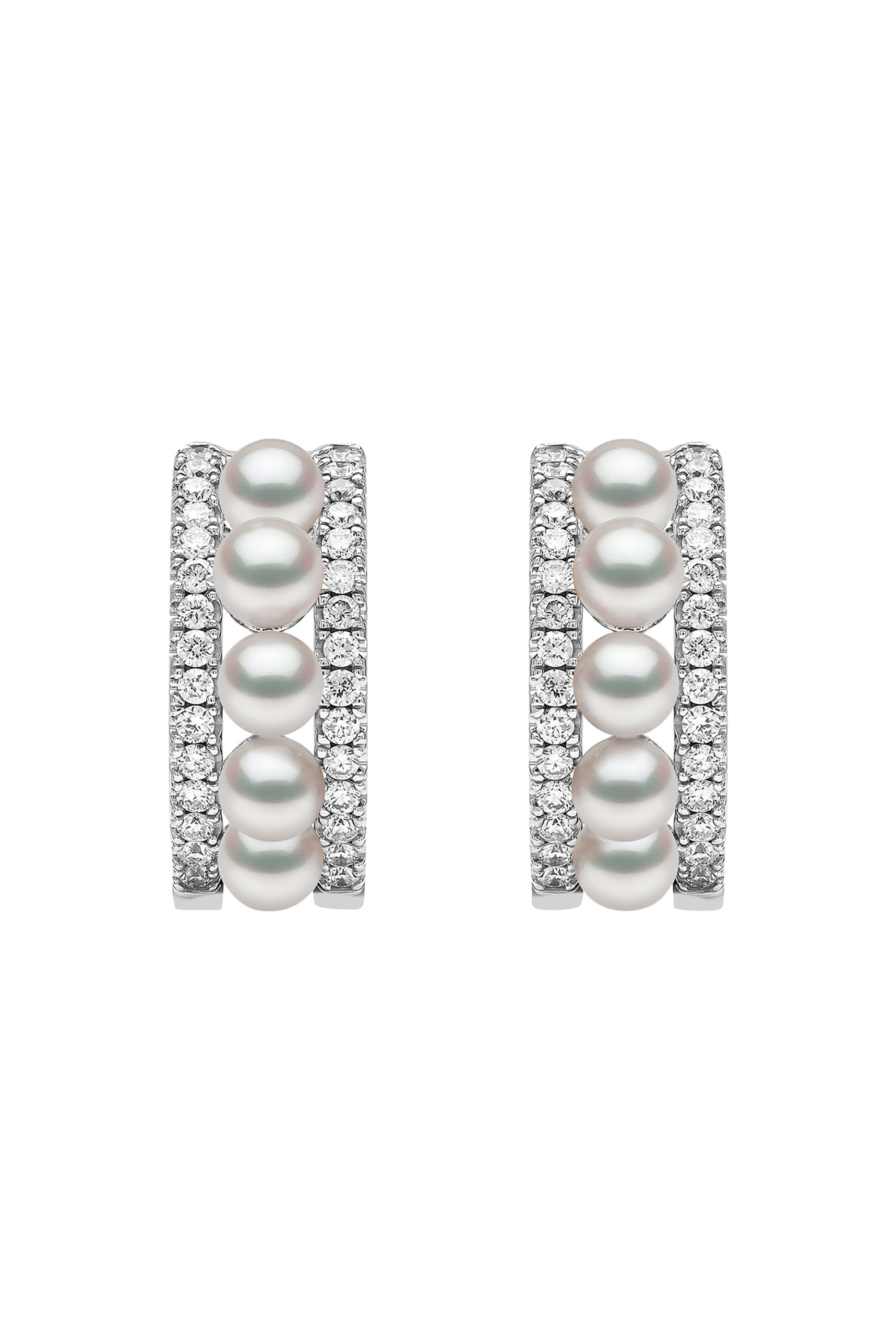 Eclipse Earrings, 18k White Gold, Diamond & Pearl