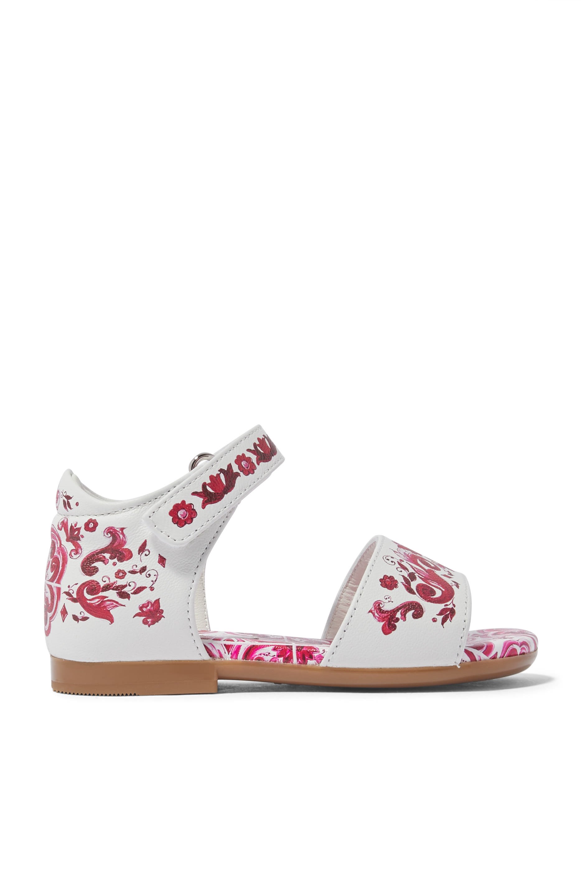 Kids Majolica-Printed Calfskin Sandals