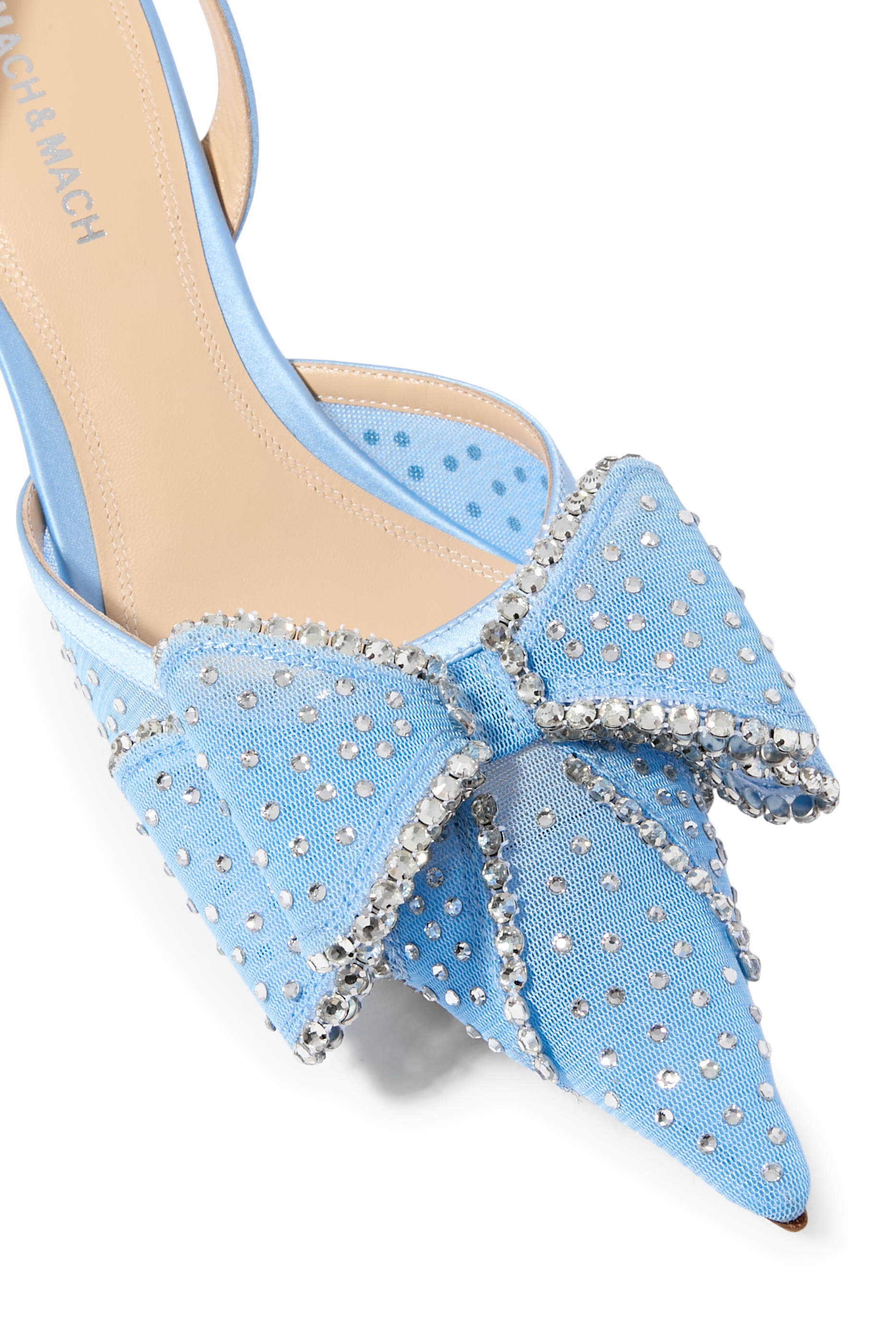 Le Cadeau Crystal Mesh Kitten Slingback Sandals 65