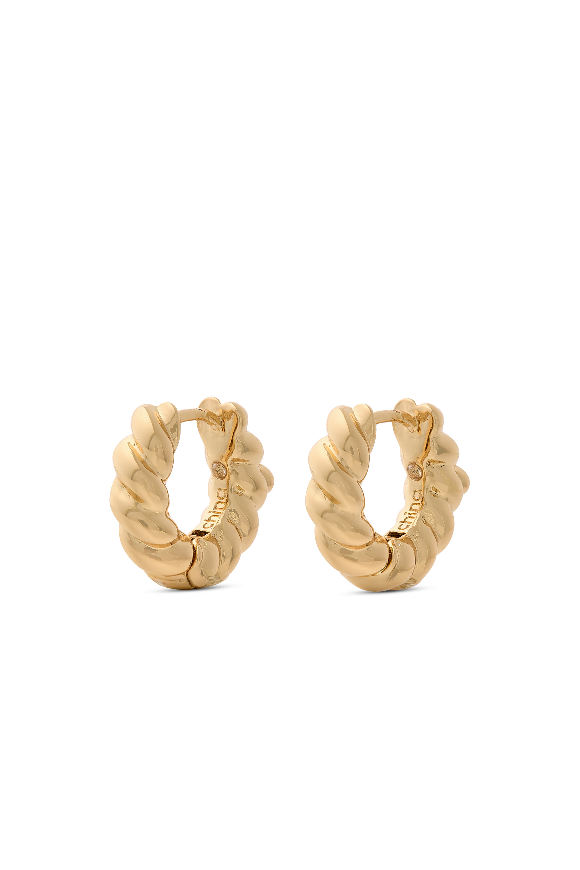 Logo Huggie Hoop Earrings, Metal