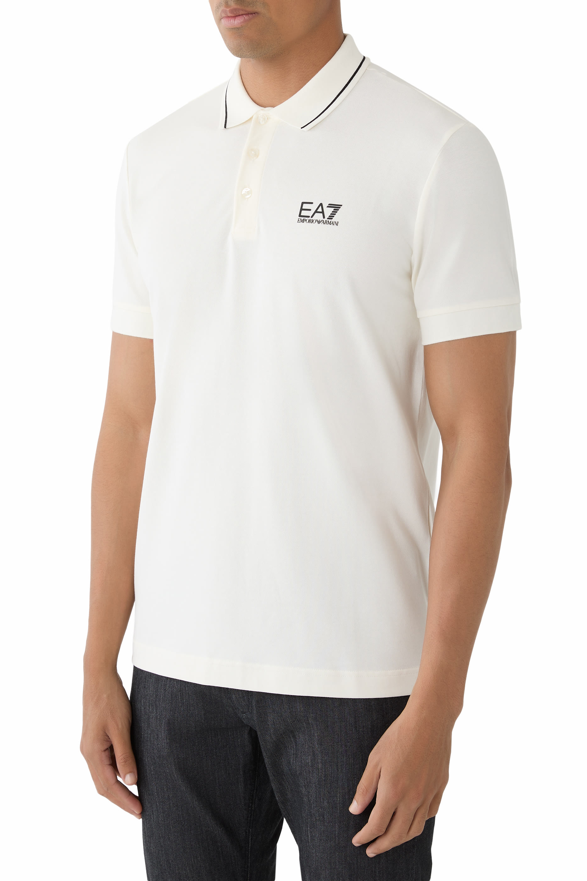 EA7 Logo Cotton Piqu&eacute; Polo Shirt